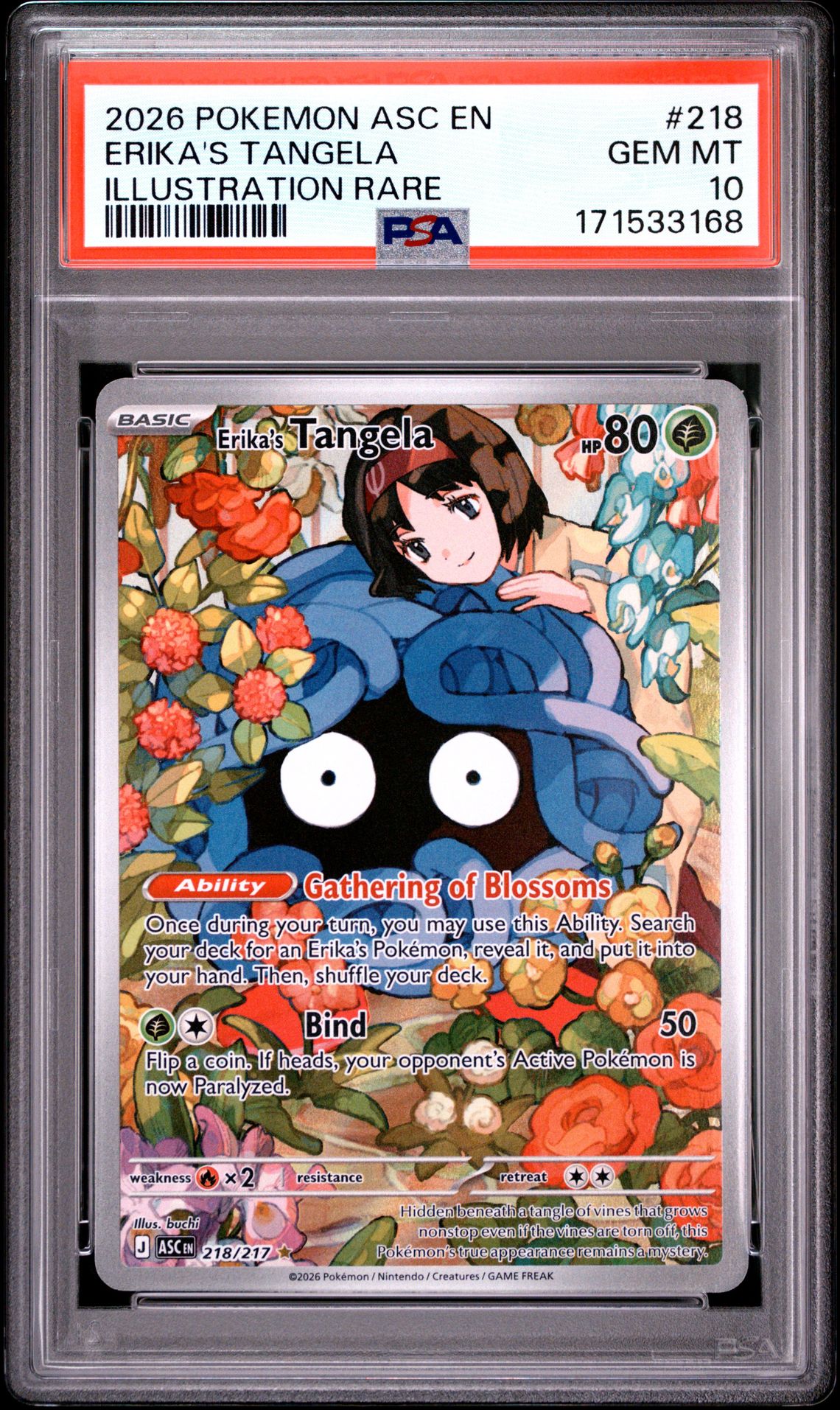 2026 Pokemon Asc En-Ascended Heroes Erika's Tangela #218 (Illustration Rare) Gem Mt 10 front