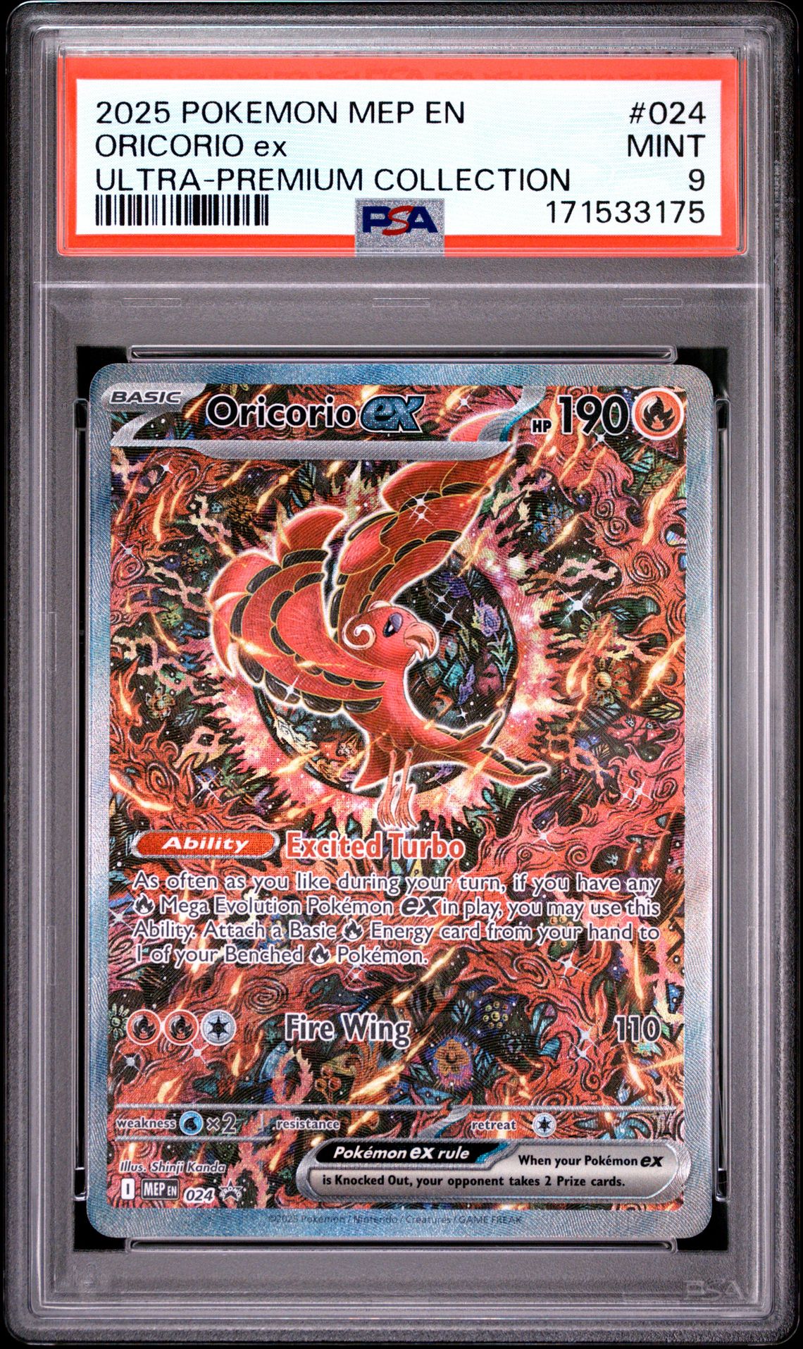 2025 Pokemon Mep En-Me Black Star Promo Oricorio Ex #024 (Ultra-Premium Collection) Mint 9 front