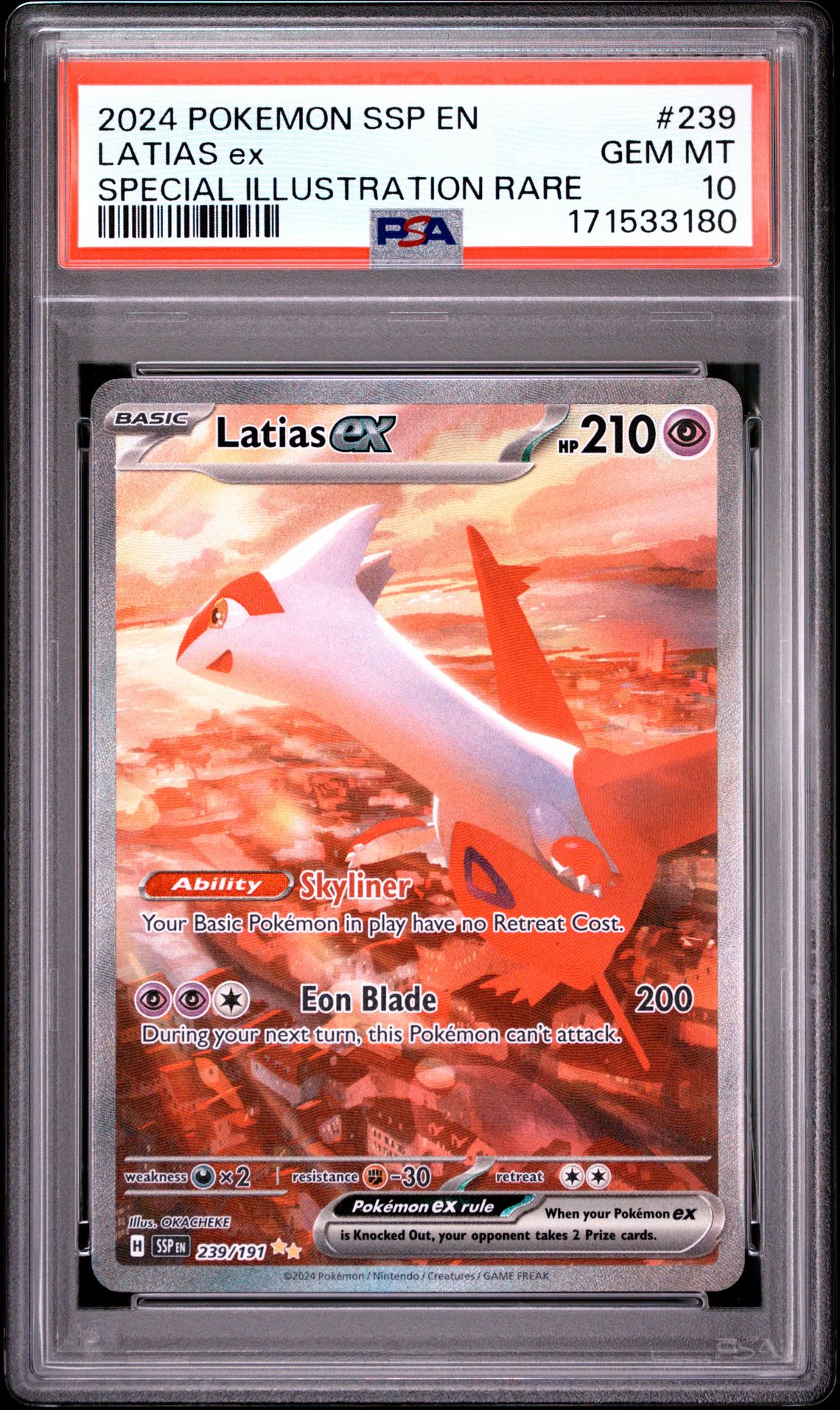 2024 Pokemon Ssp En-Surging Sparks Latias Ex #239 (Special Illustration Rare) Gem Mt 10 front