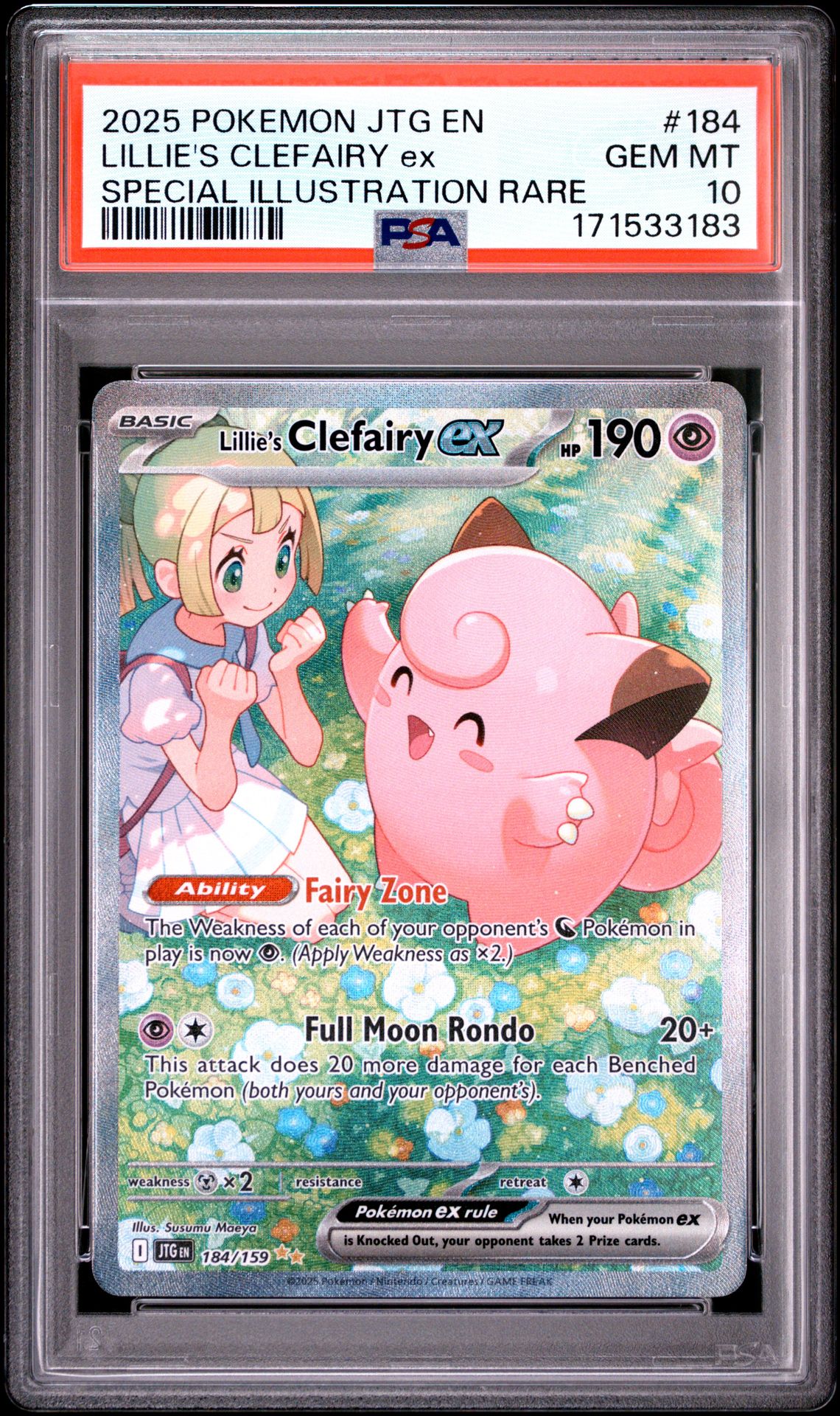 2025 Pokemon Jtg En-Journey Together Lillie's Clefairy Ex #184 (Special Illustration Rare) Gem Mt 10 front