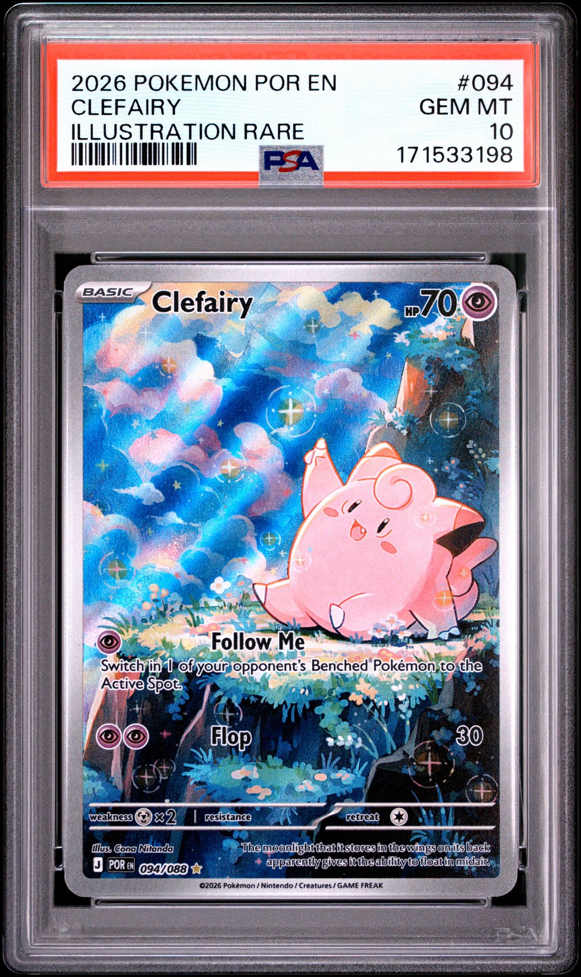 2026 Pokemon Por En-Perfect Order Clefairy #094 (Illustration Rare) Gem Mt 10 front