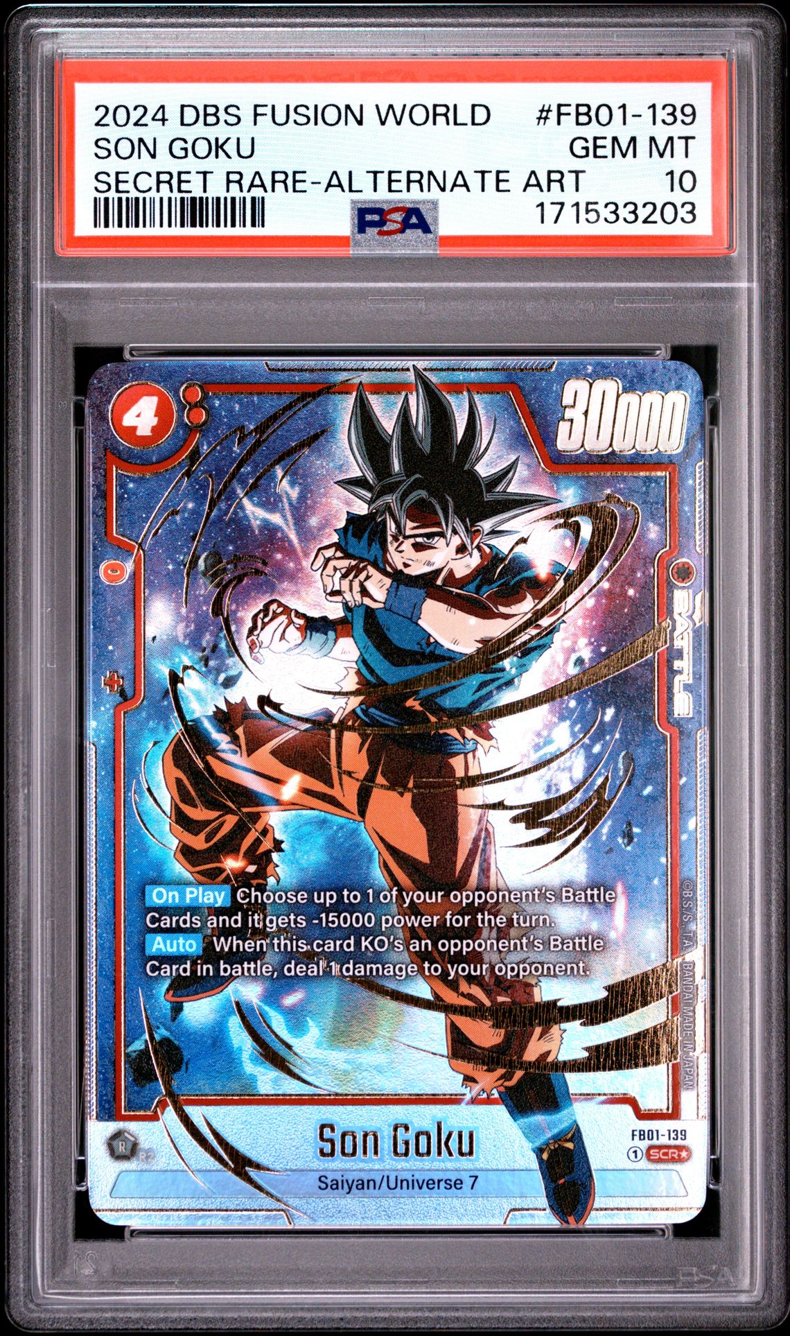2024 Dragon Ball Super Card Game Fusion World Awakened Pulse Son Goku #Fb01-139 (Secret Rare-Alternate Art) Gem Mt 10 front