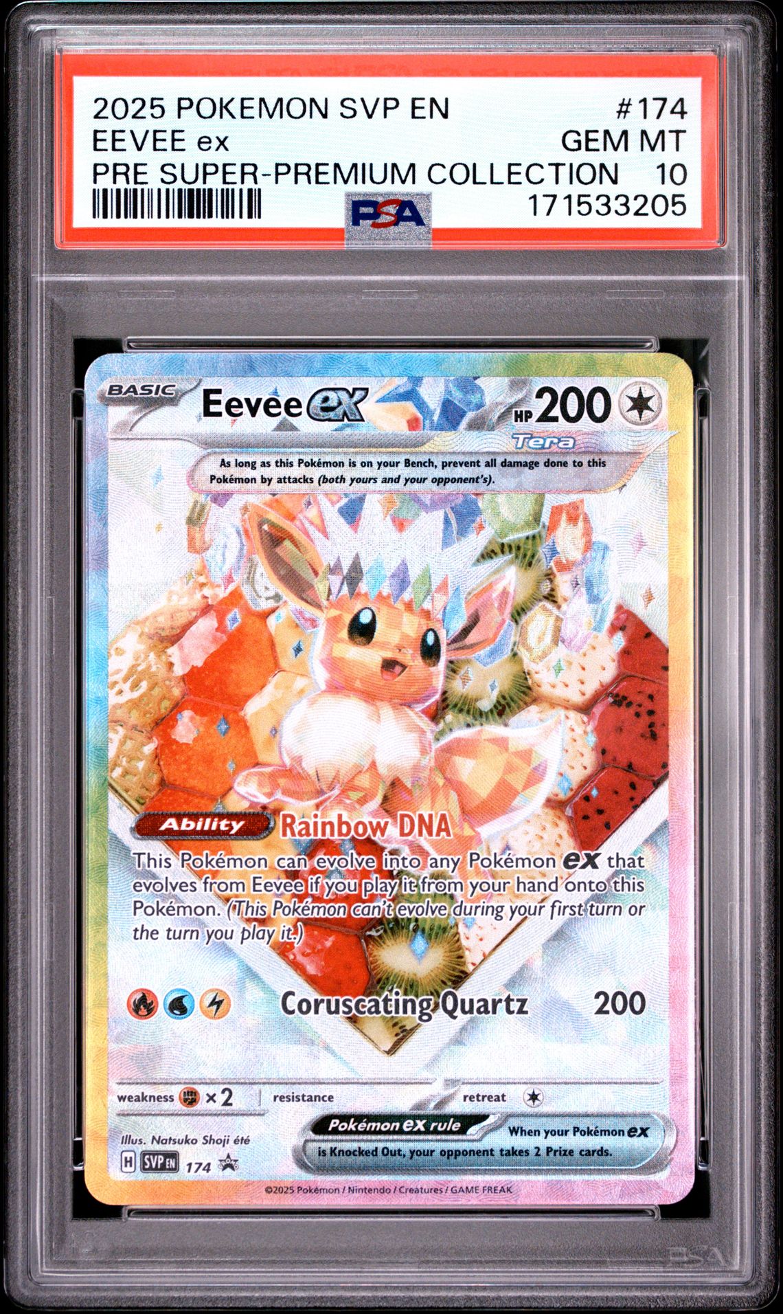 2025 Pokemon Svp En-Sv Black Star Promo Eevee Ex #174 (Pre Super-Premium Collection) Gem Mt 10 front view - PSA graded GEM MT 10