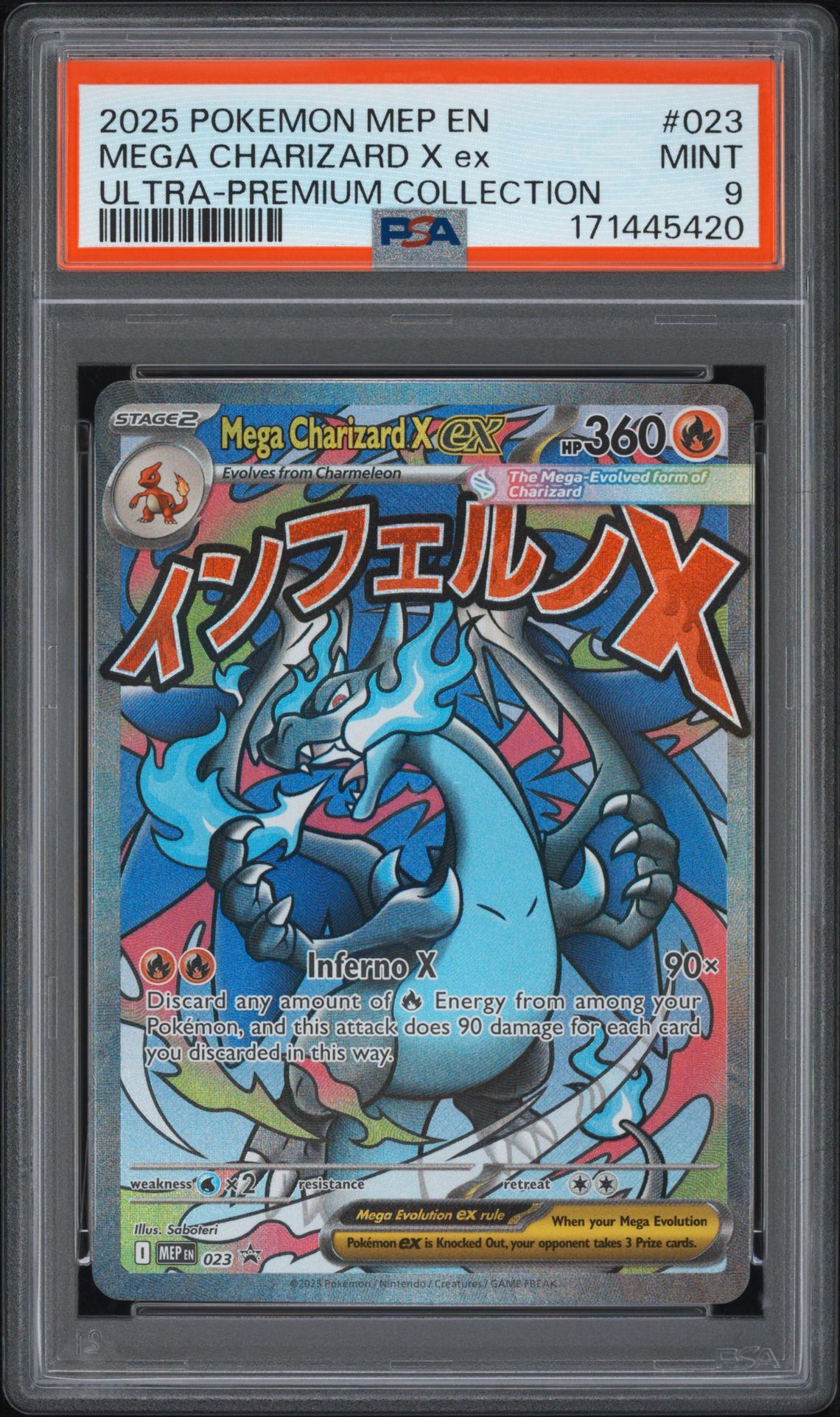 2025 Pokemon Mep En-Me Black Star Promo Mega Charizard X Ex #023 (Ultra-Premium Collection) Mint 9 front