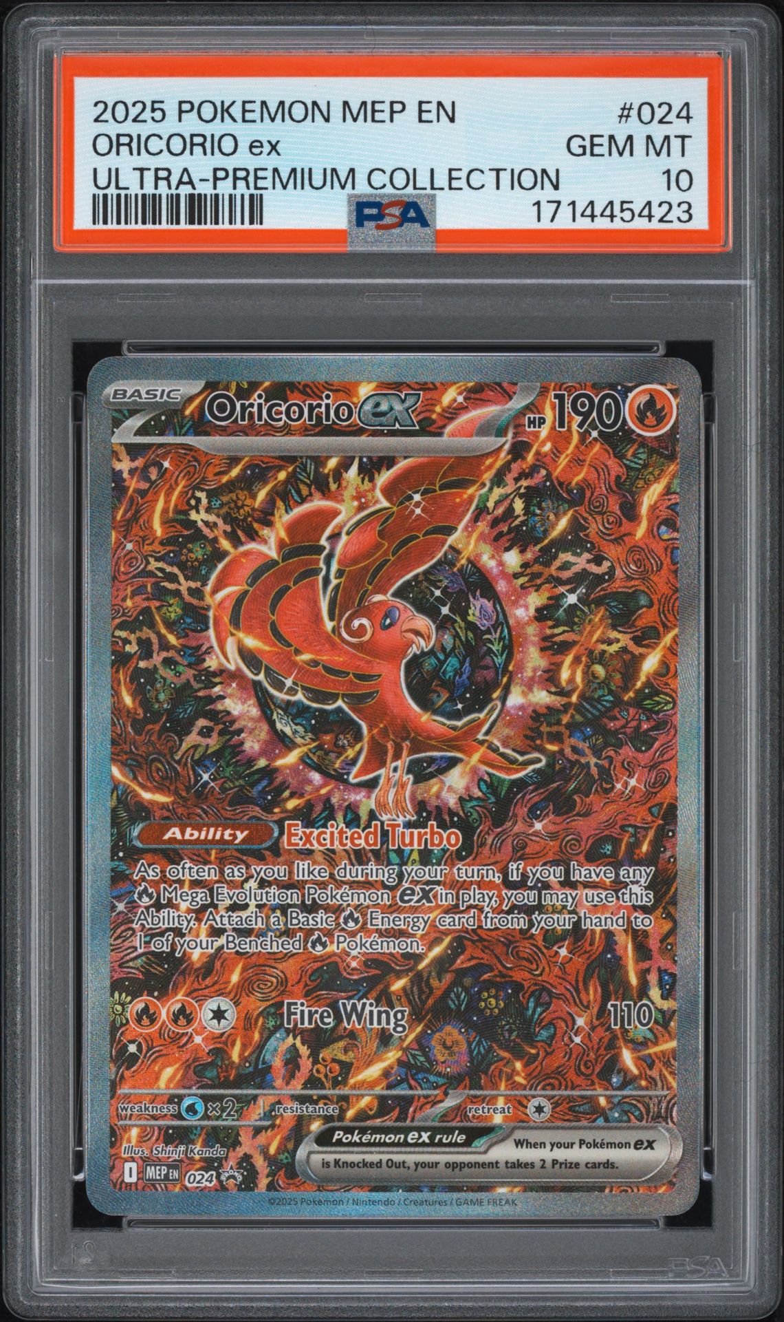2025 Pokemon Mep En-Me Black Star Promo Oricorio Ex #024 (Ultra-Premium Collection) Gem Mt 10 front