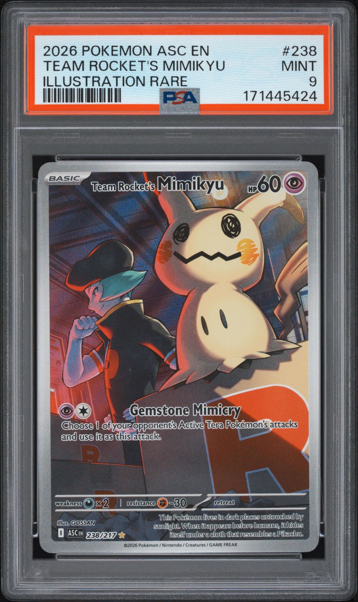 2026 Pokemon Asc En-Ascended Heroes Team Rocket's Mimikyu #238 (Illustration Rare) Mint 9 front