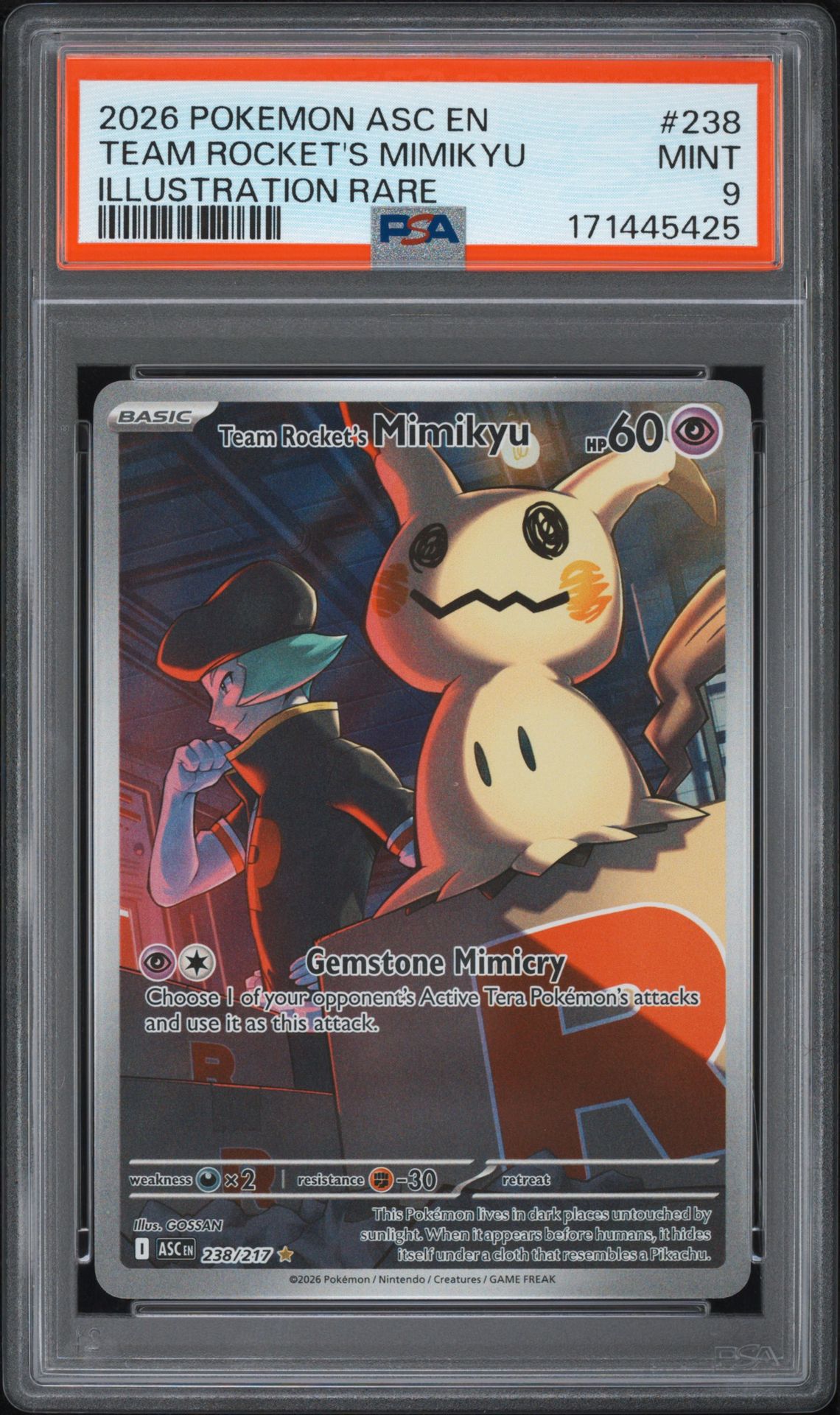 2026 Pokemon Asc En-Ascended Heroes Team Rocket's Mimikyu #238 (Illustration Rare) Mint 9 front