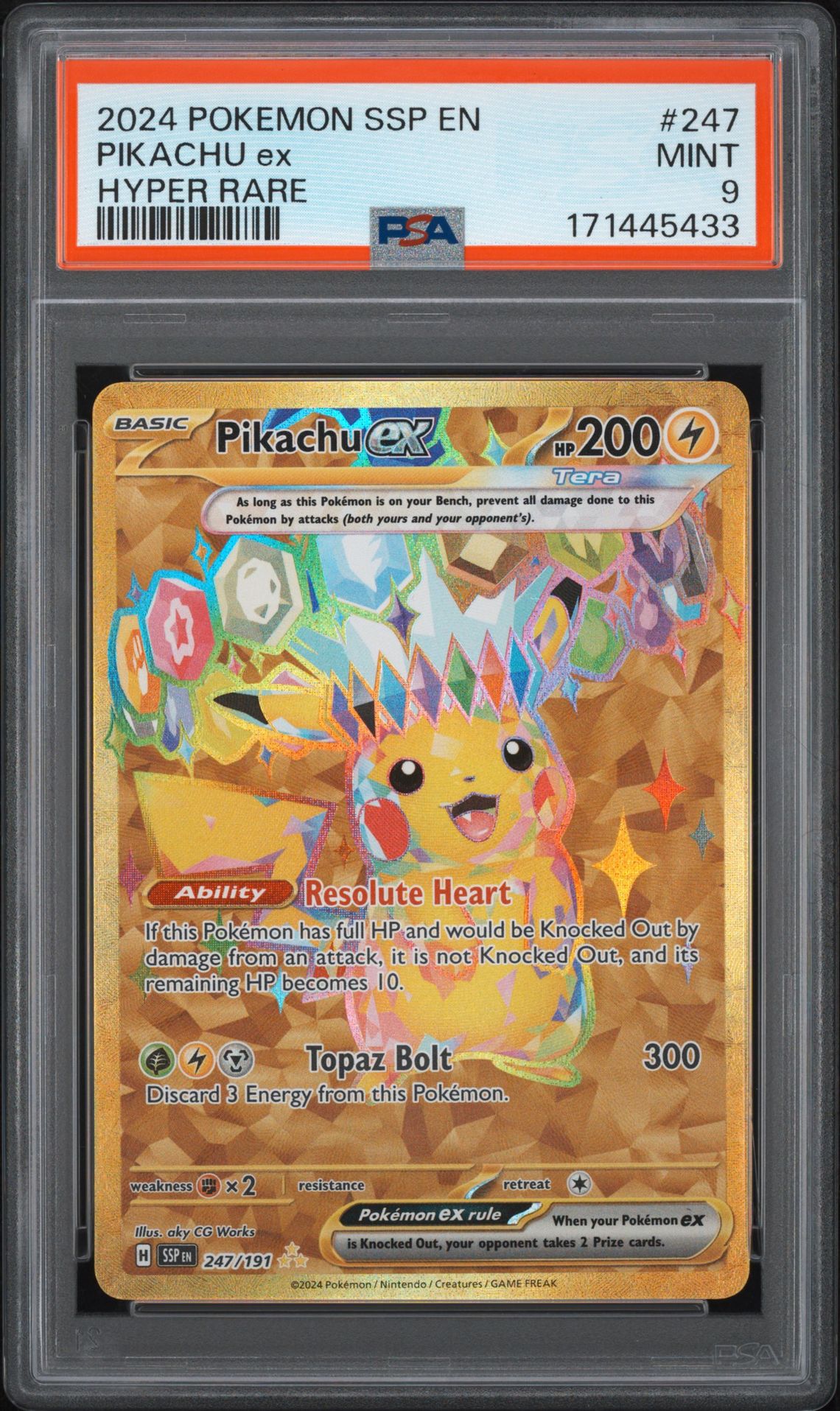 2024 Pokemon Ssp En-Surging Sparks Pikachu Ex #247 (Hyper Rare) Mint 9 front