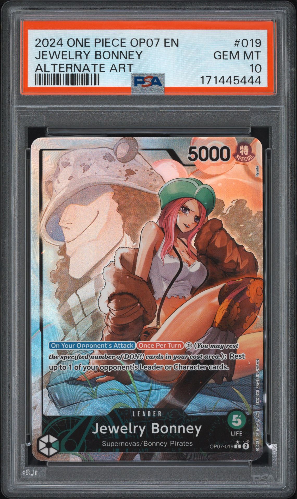 2024 One Piece Op07-500 Years In The Future Jewelry Bonney #019 (Alternate Art) Gem Mt 10 front view - PSA graded GEM MT 10