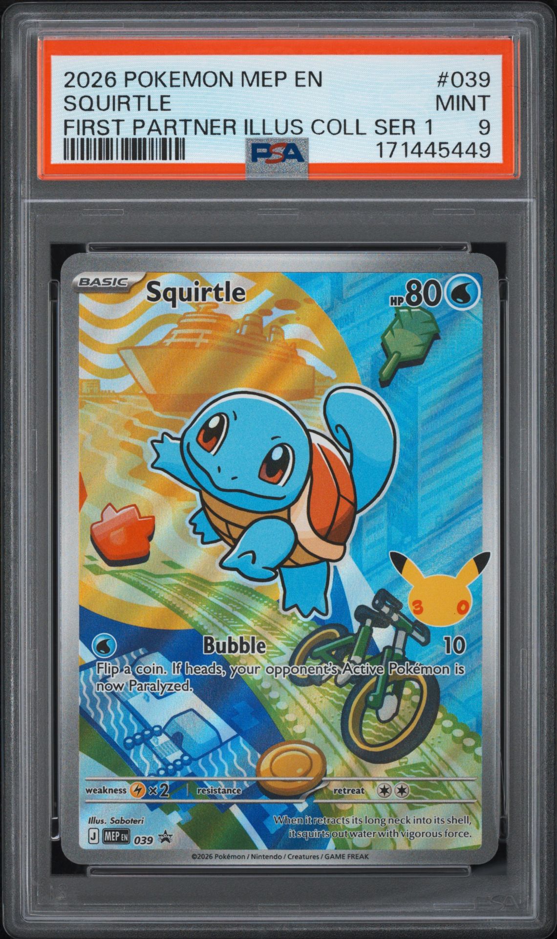 2026 Pokemon Mep En-Me Black Star Promo Squirtle #039 (First Partner Illus Coll Ser 1) Mint 9 front