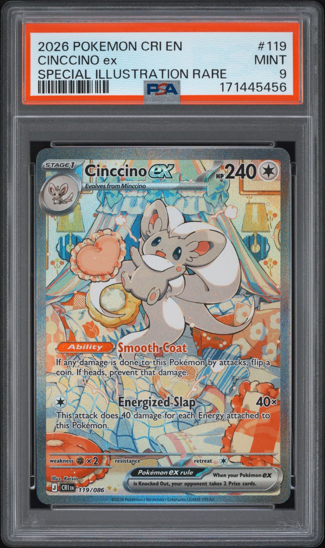 2026 Pokemon Cri En-Chaos Rising Cinccino Ex #119 (Special Illustration Rare) Mint 9 front