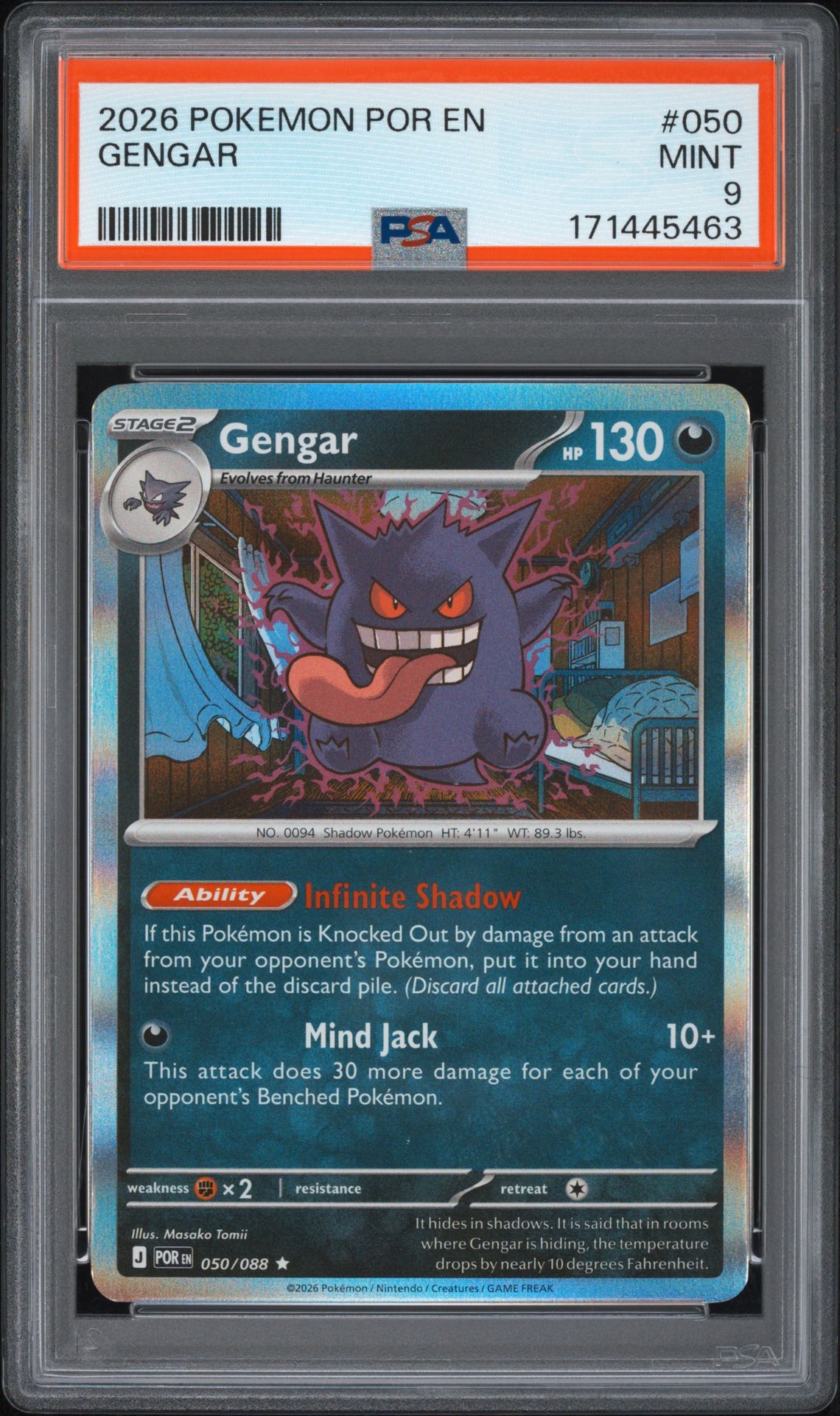 2026 Pokemon Por En-Perfect Order Gengar #050 Mint 9 front