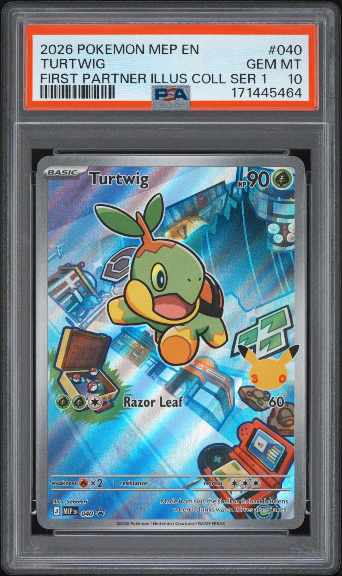 2026 Pokemon Mep En-Me Black Star Promo Turtwig #040 (First Partner Illus Coll Ser 1) Gem Mt 10 front