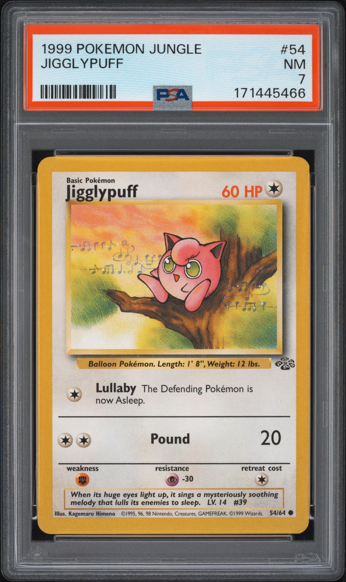 1999 Pokemon Jungle Jigglypuff #54 Nm 7 front