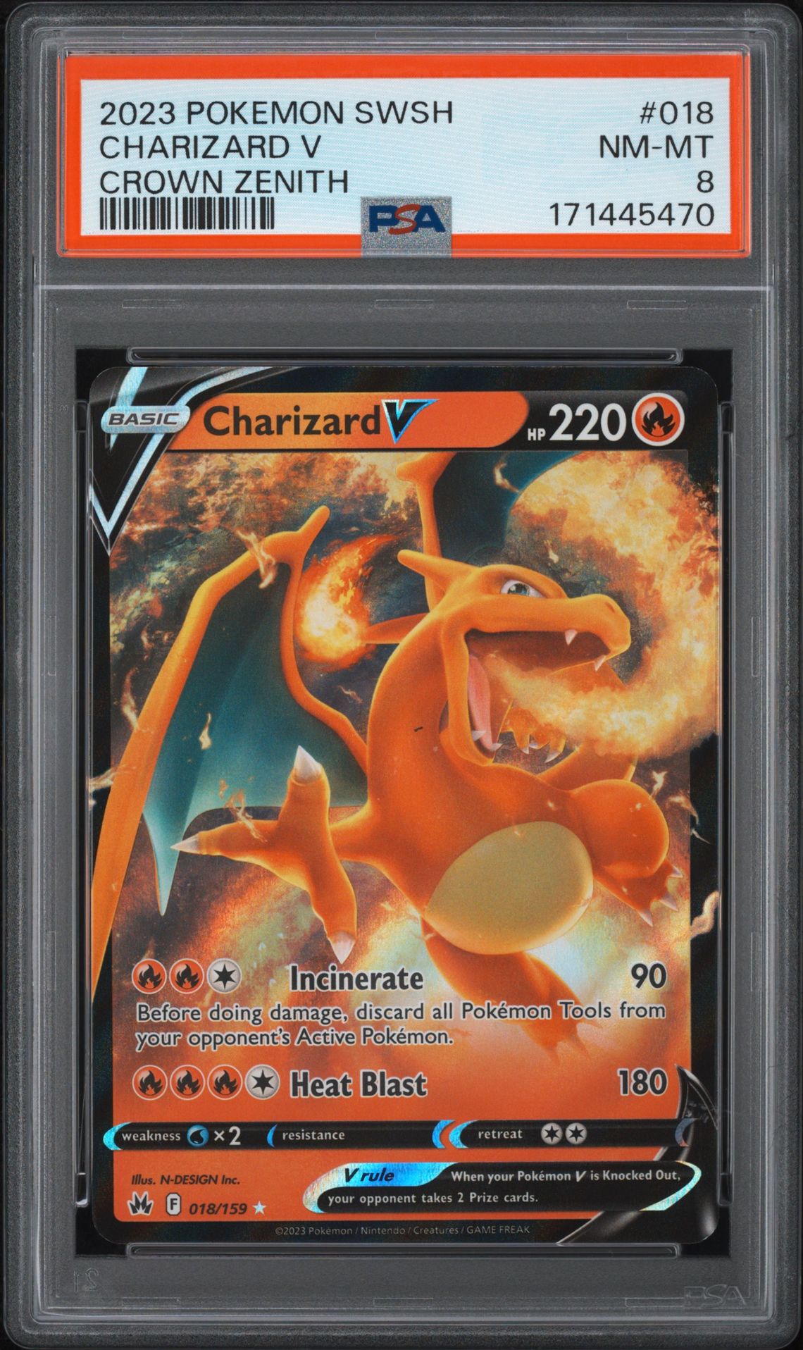 2023 Pokemon Sword And Shield Crown Zenith Charizard V #018 (Crown Zenith) Nm-Mt 8 front