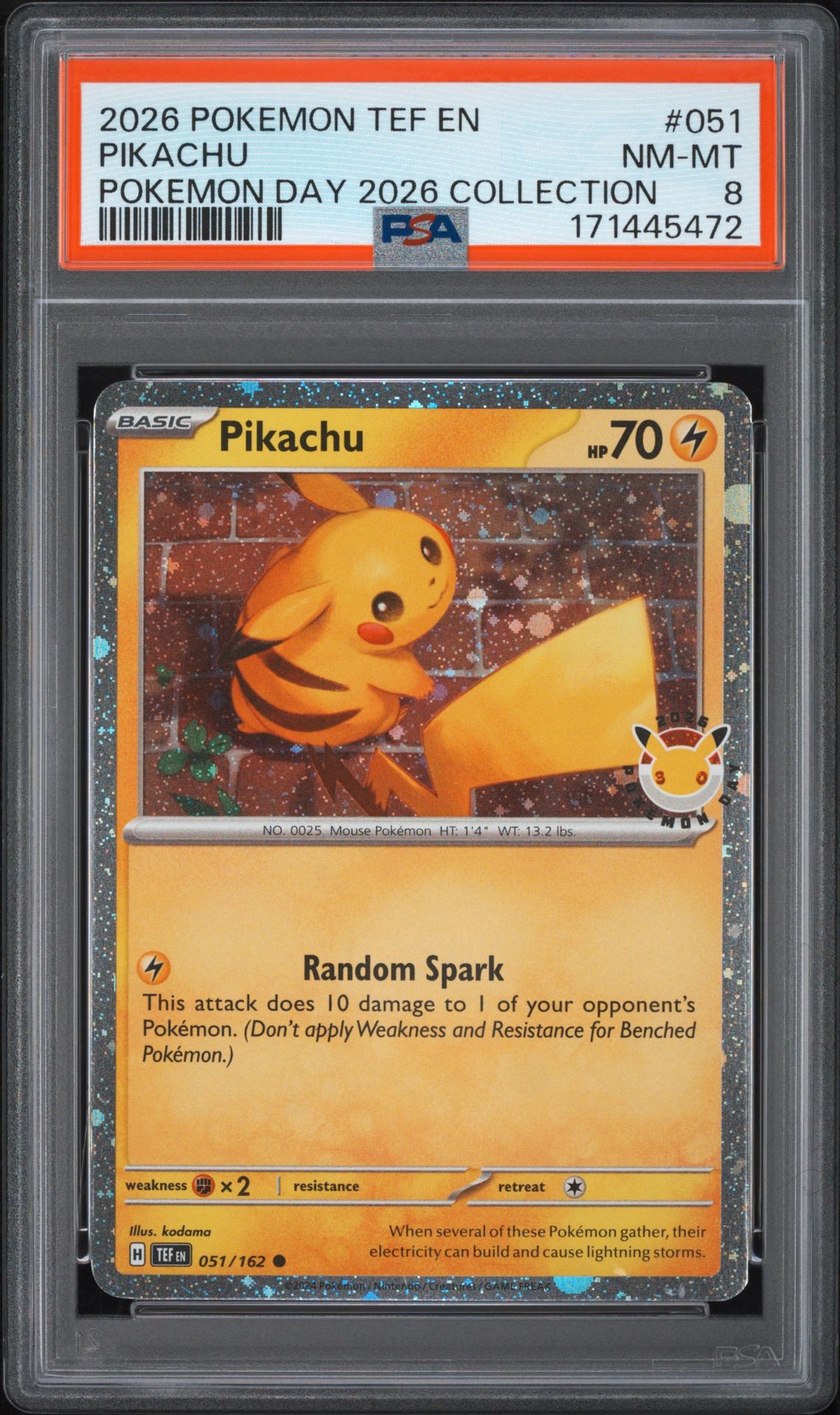 2026 Pokemon Tef En-Temporal Forces Pikachu #051 (Pokemon Day 2026 Collection) Nm-Mt 8 front