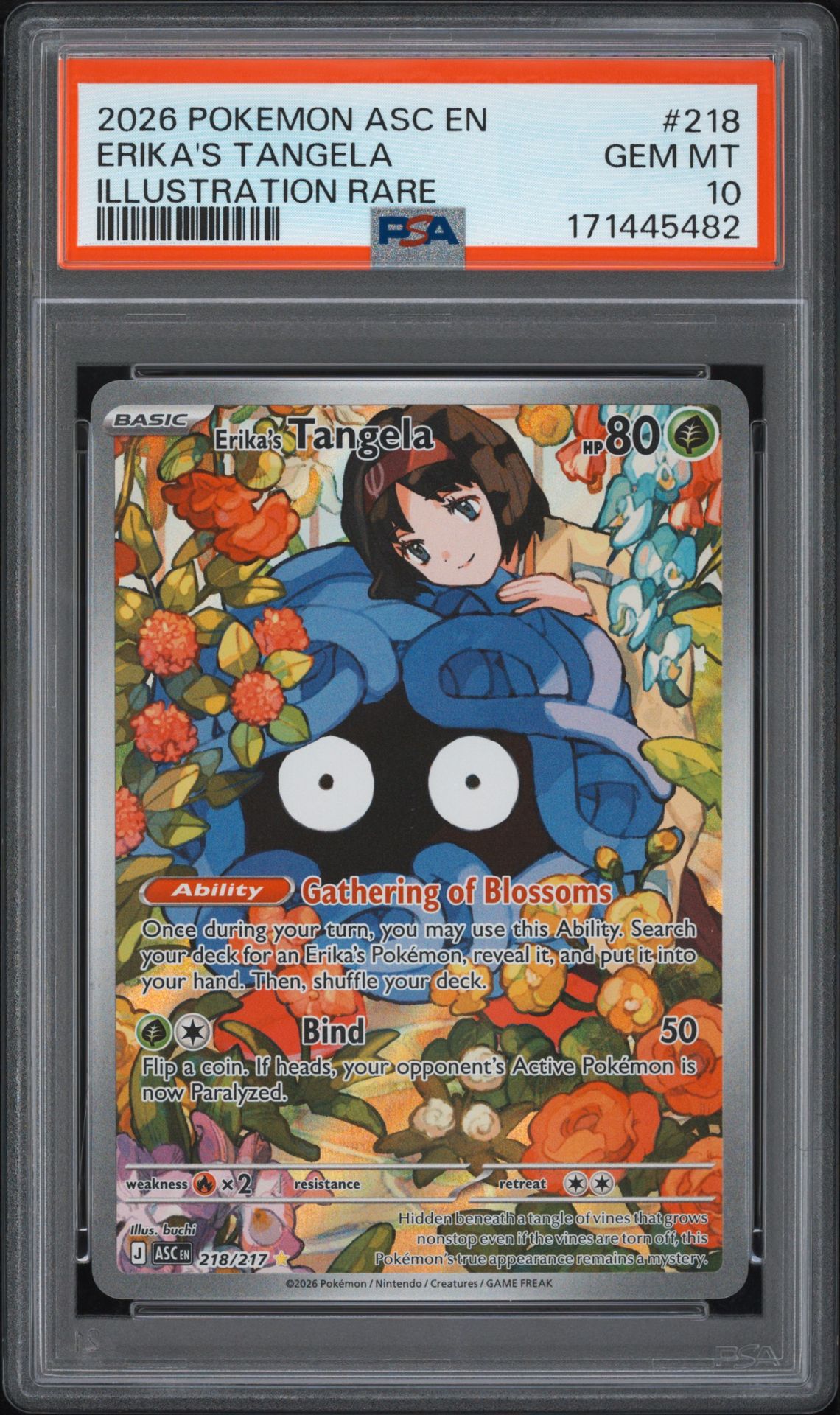 2026 Pokemon Asc En-Ascended Heroes Erika's Tangela #218 (Illustration Rare) Gem Mt 10 front