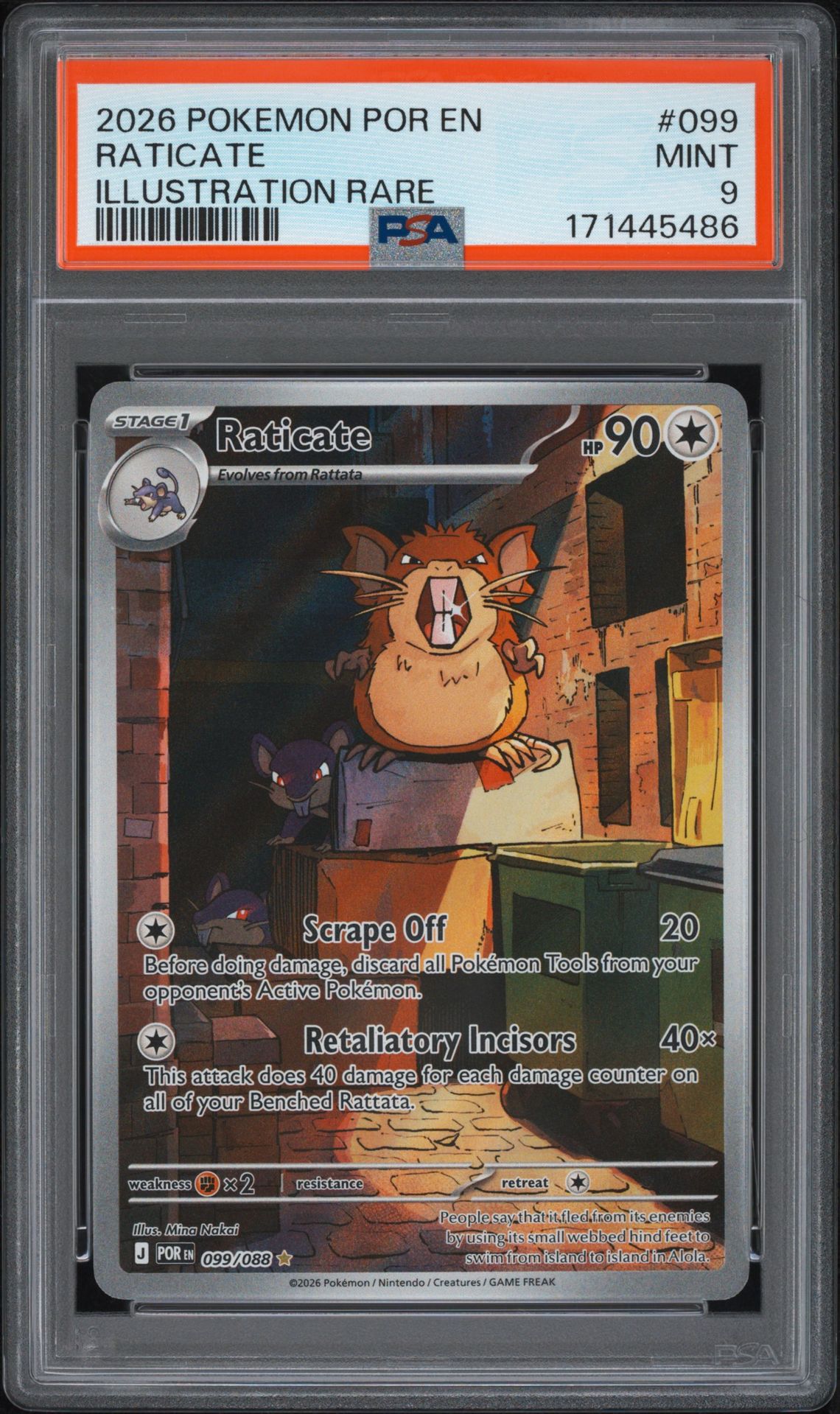 2026 Pokemon Por En-Perfect Order Raticate #099 (Illustration Rare) Mint 9 front
