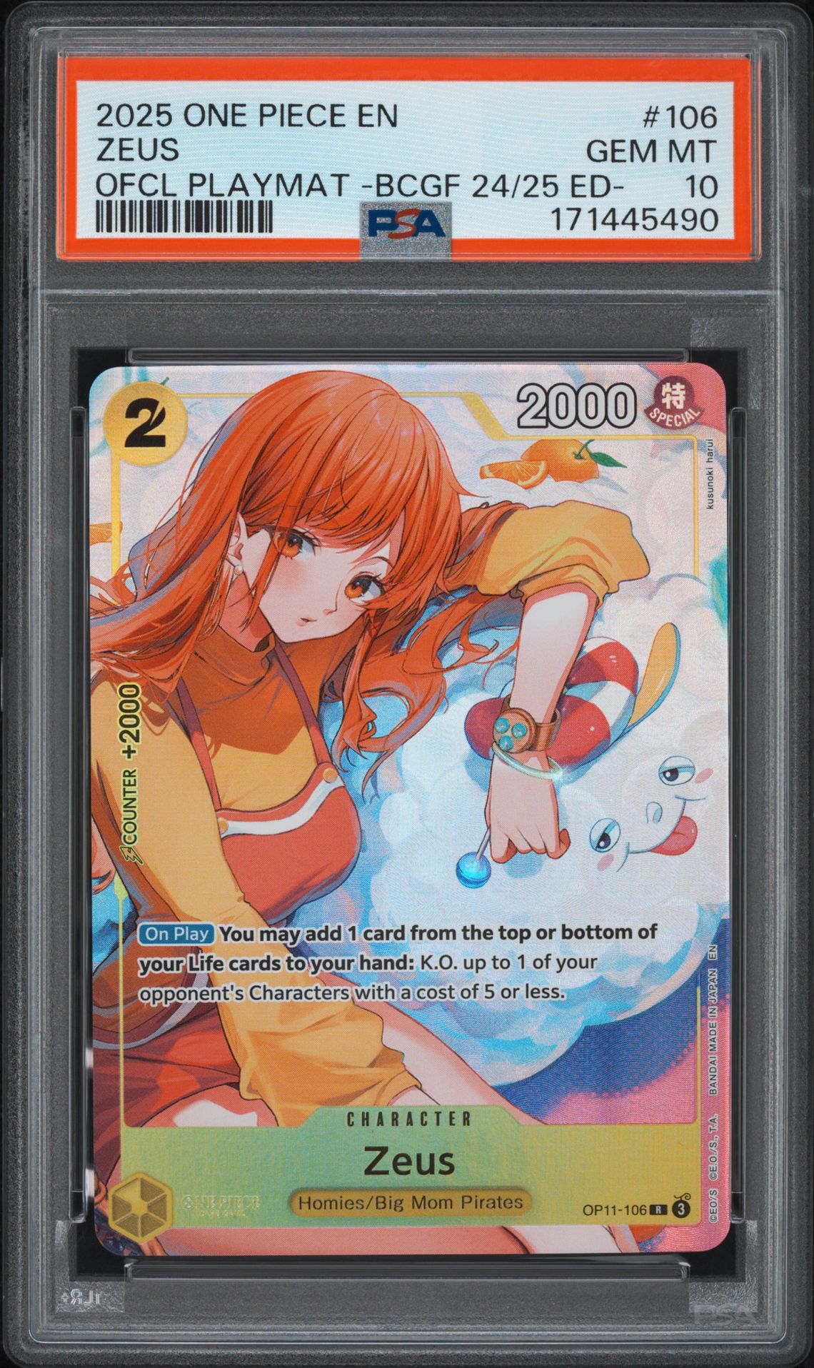 2025 One Piece Promos Zeus #106 (Ofcl Playmat -Bcgf 24/25 Ed-) Gem Mt 10 front