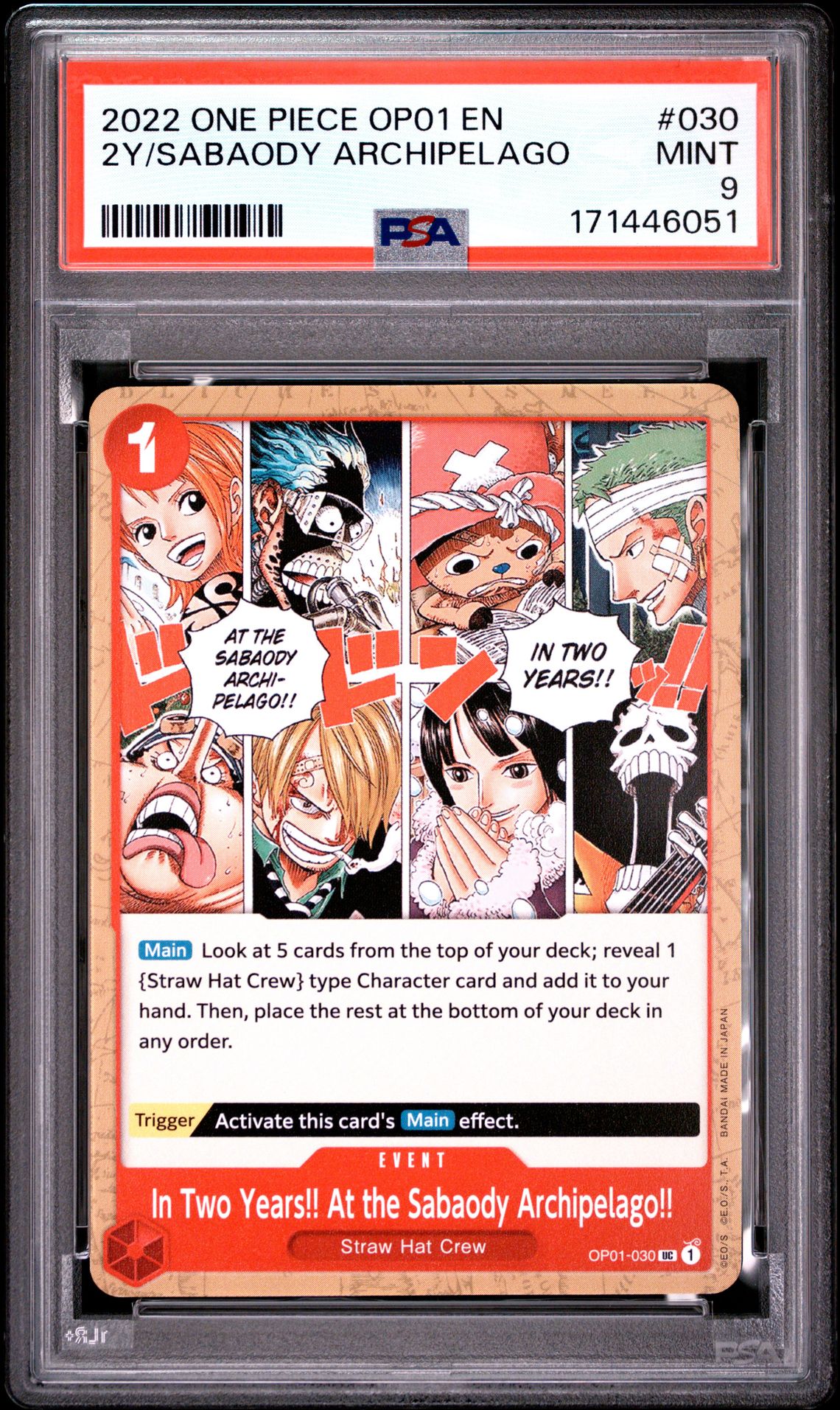 2022 One Piece Op01-Romance Dawn 2Y/Sabaody Archipelago #030 Mint 9 front