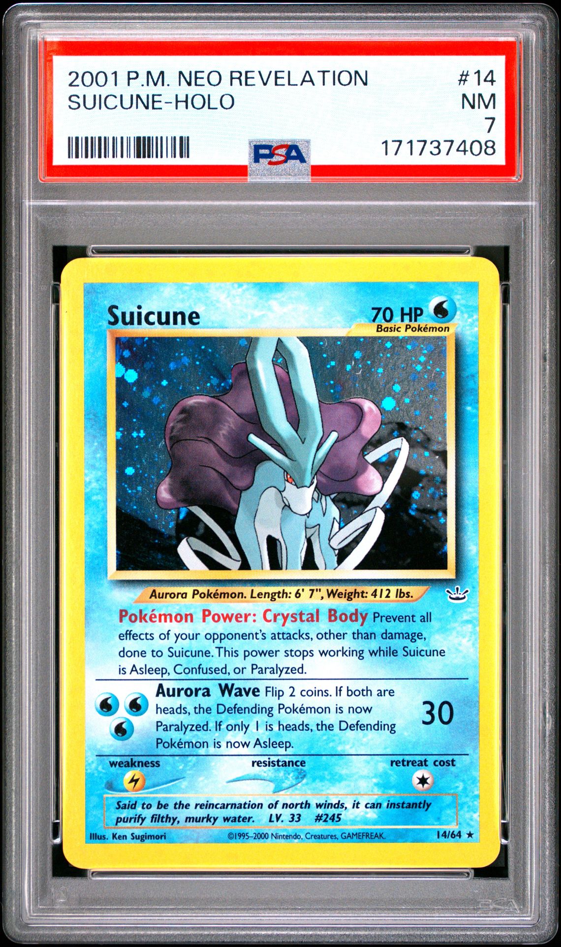 2001 Pokemon Neo Revelation Suicune-Holo #14 Nm 7 front