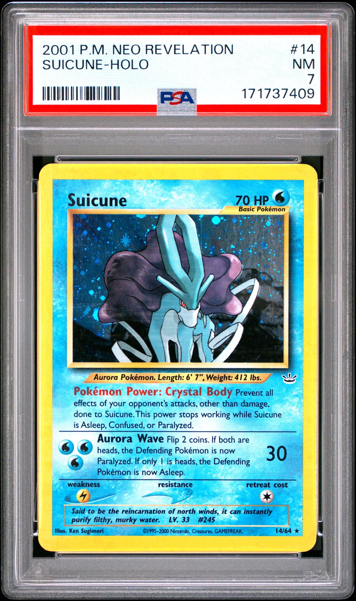 2001 Pokemon Neo Revelation Suicune-Holo #14 Nm 7 front