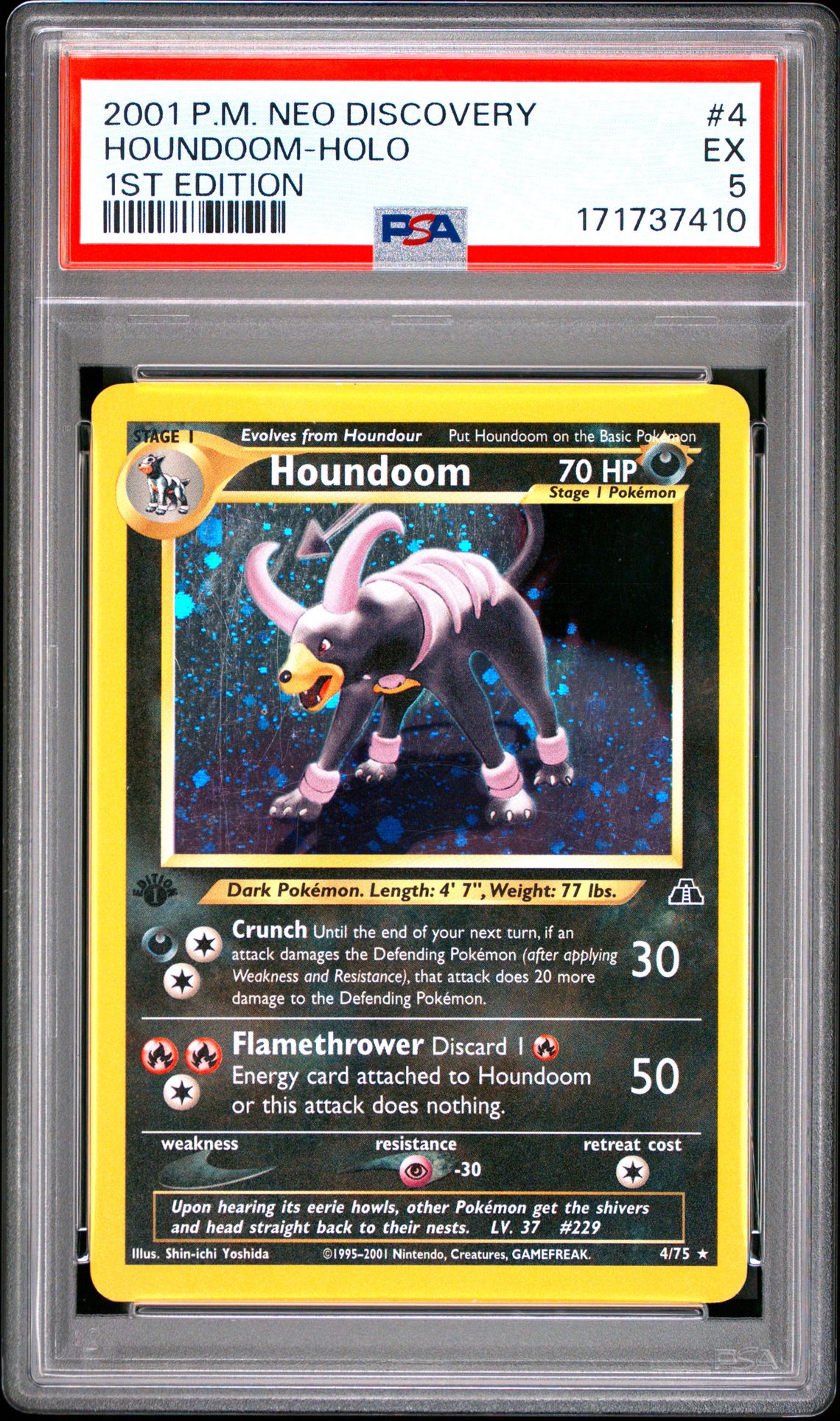 2001 Pokemon Neo Discovery Houndoom-Holo #4 (1St Edition) Ex 5 front