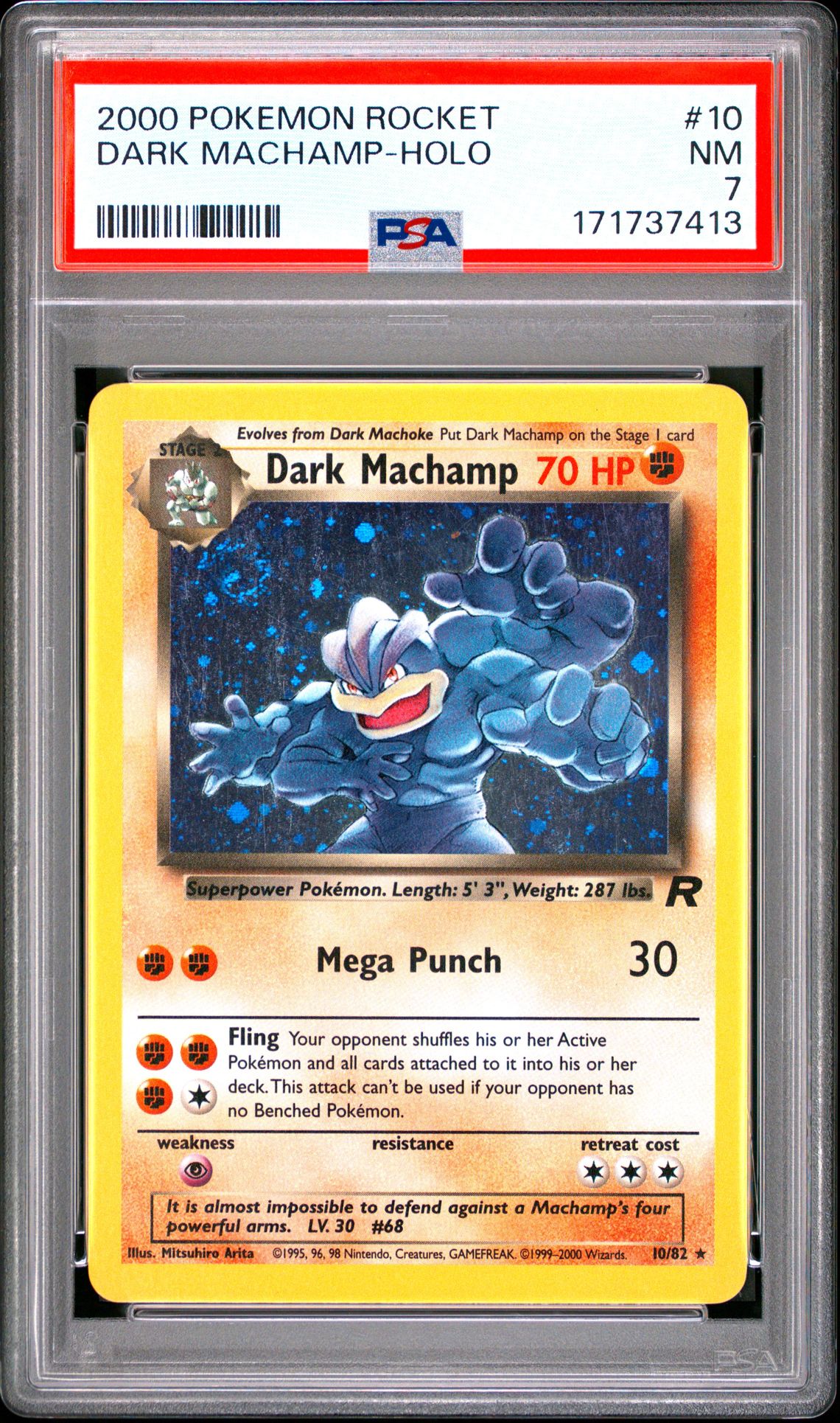 2000 Pokemon Rocket Dark Machamp-Holo #10 Nm 7 front