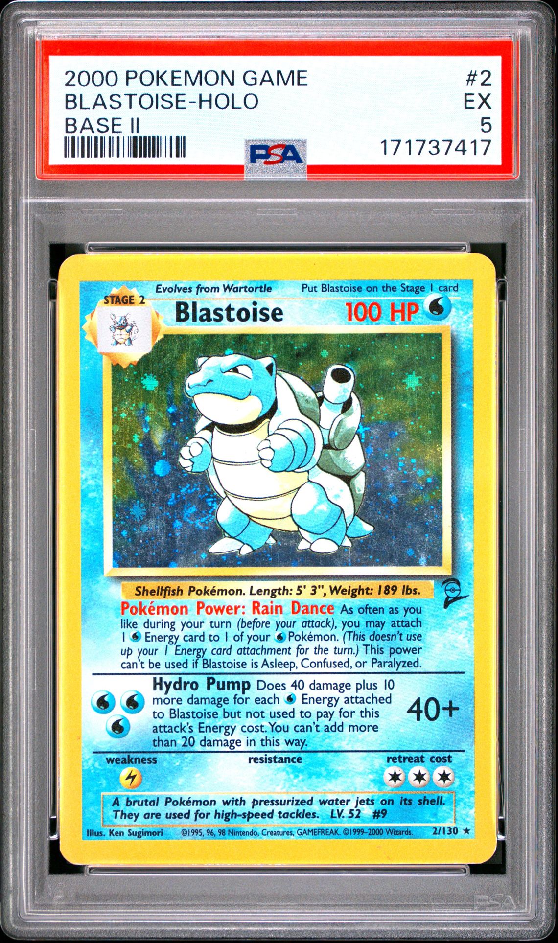 2000 Pokemon Game Base Ii Blastoise-Holo #2 (Base Ii) Ex 5 front