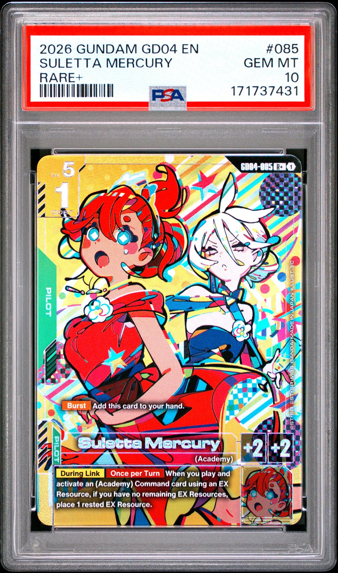2026 Gundam Gd04-Phantom Aria Suletta Mercury #085 (Rare+) Gem Mt 10 front