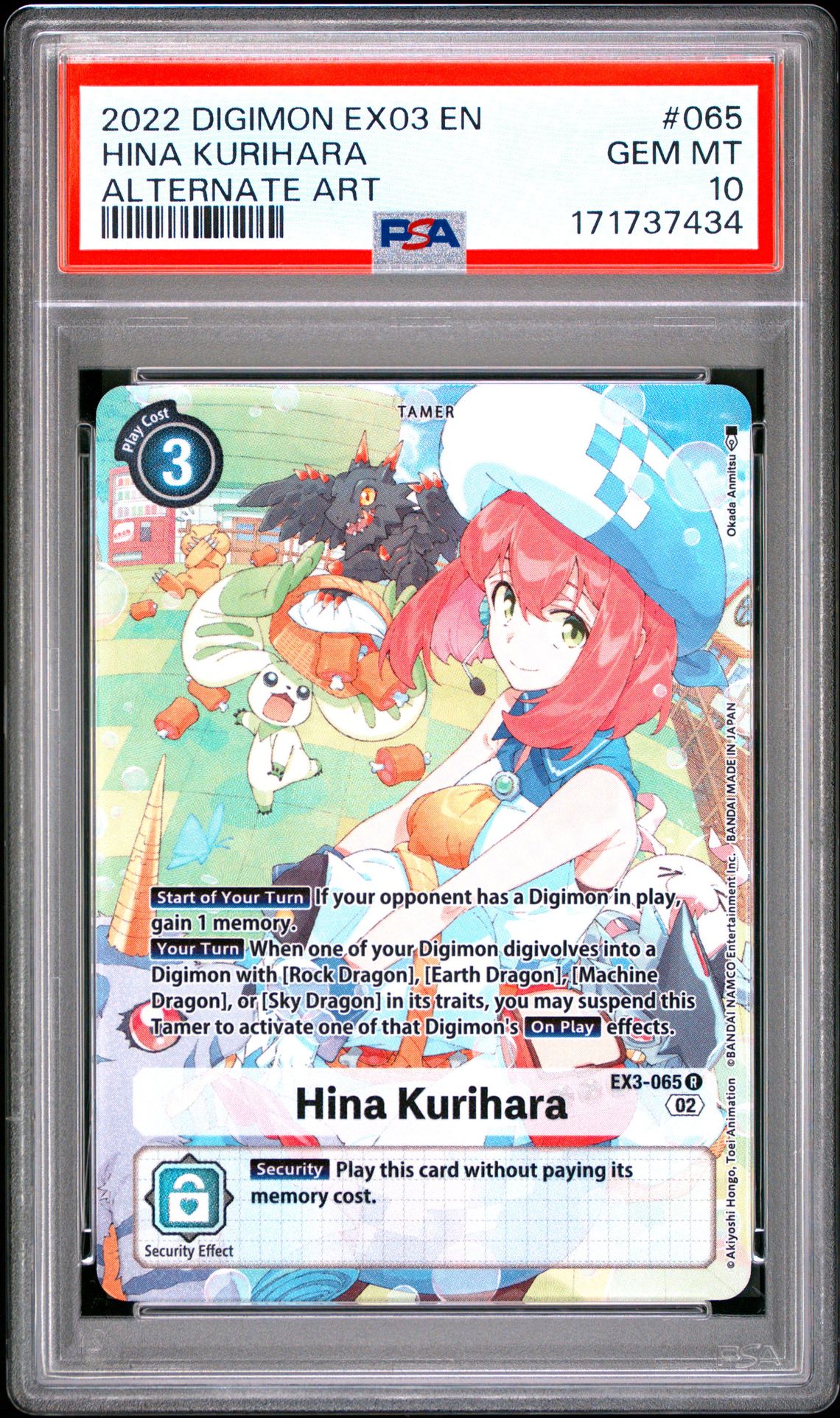 2022 DIGIMON EX03-BOOSTER DRACONIC ROAR HINA KURIHARA ALTERNATE ART 065 GEM MT 10 front
