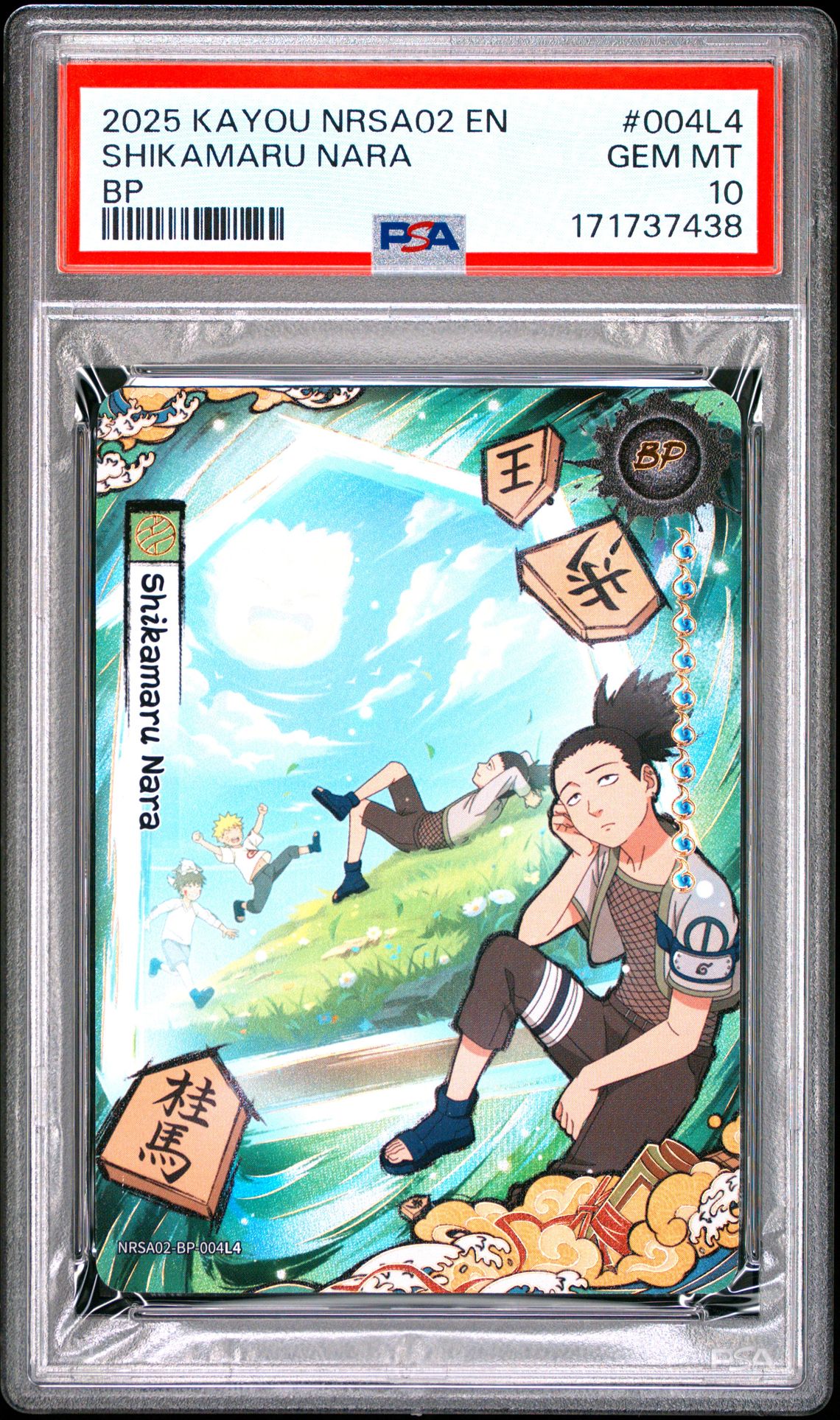 2025 Kayou Naruto Smriti Collectible Card Nrsa02-Chapter Jin English Series 2 Bp Shikamaru Nara #004L4 Gem Mt 10 front view - PSA graded GEM MT 10