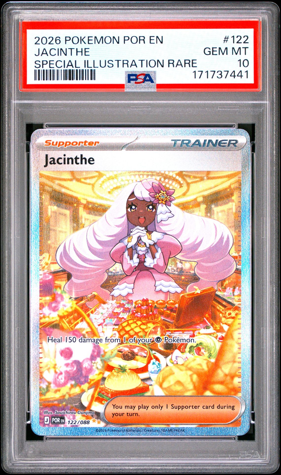 2026 Pokemon Por En-Perfect Order Jacinthe #122 (Special Illustration Rare) Gem Mt 10 front view - PSA graded GEM MT 10