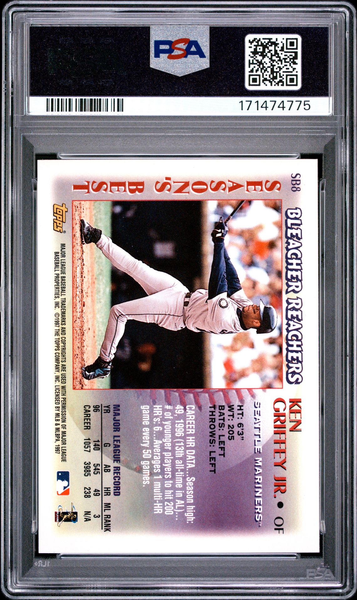 1997 Topps Season's Best Ken Griffey Jr. #Sb8 (Season's Best) Nm-Mt 8 back