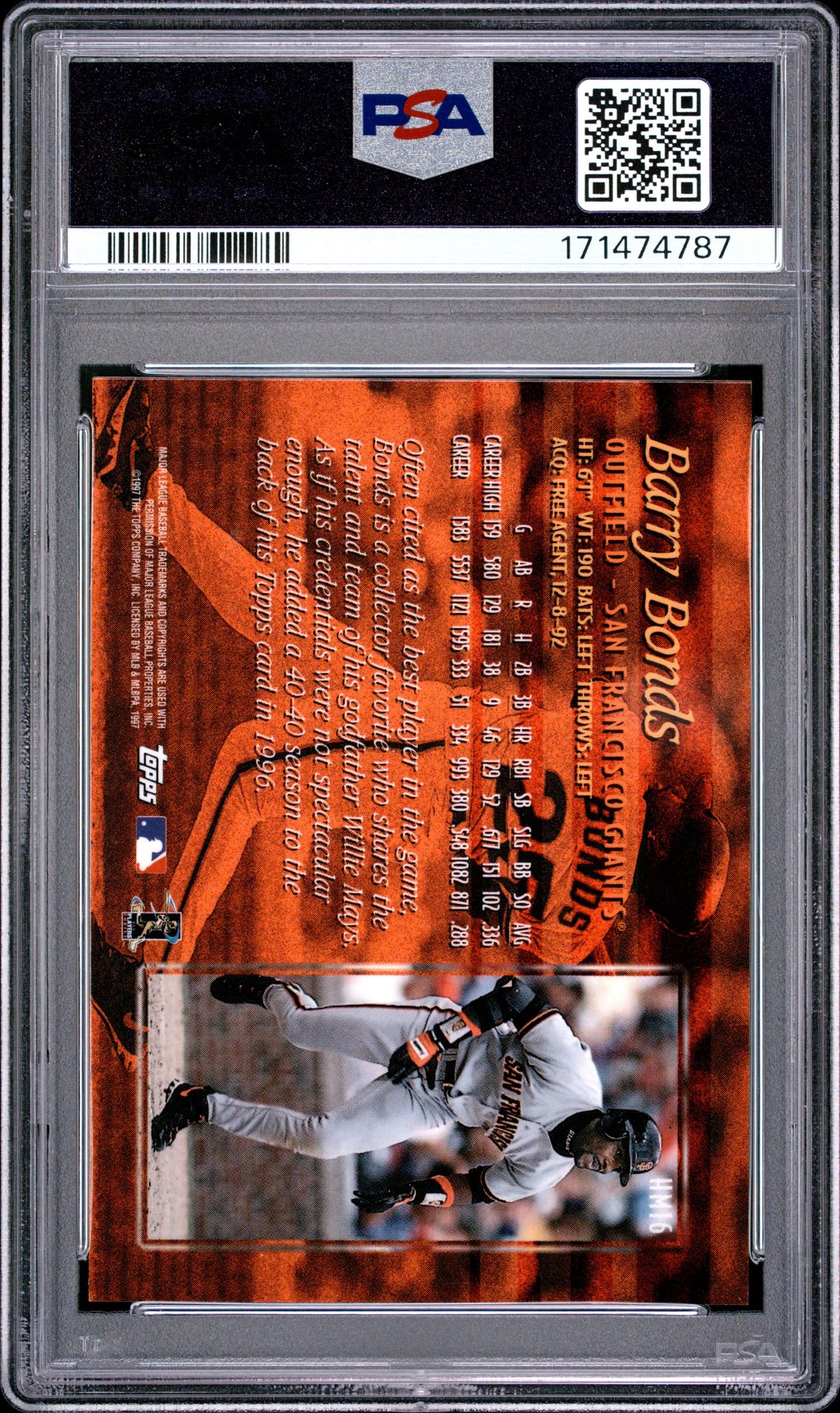1997 Topps Hobby Masters Barry Bonds #Hm16 (Hobby Masters) Mint 9 back
