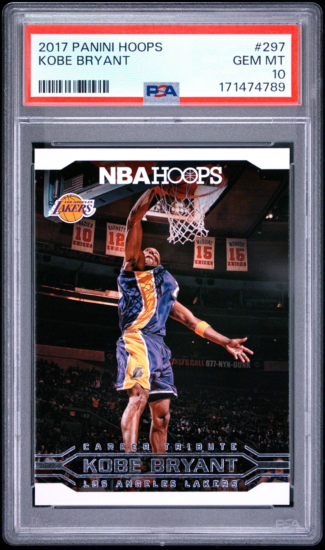 2017 Panini Hoops Kobe Bryant #297 Gem Mt 10 front view - PSA graded GEM MT 10