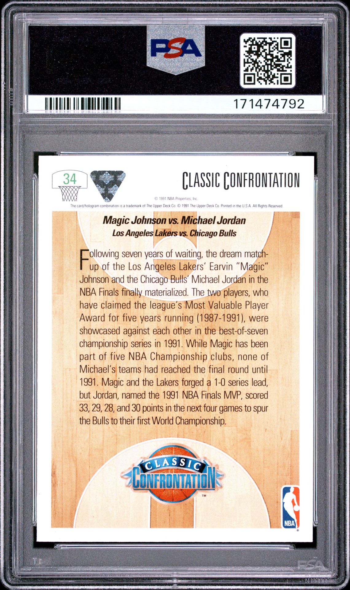 1991 Upper Deck Magic Vs. Jordan #34 Mint 9 back