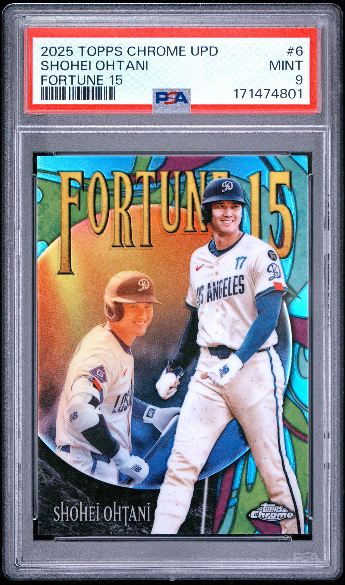 2025 Topps Chrome Update Fortune 15 Shohei Ohtani #6 Mint 9 front