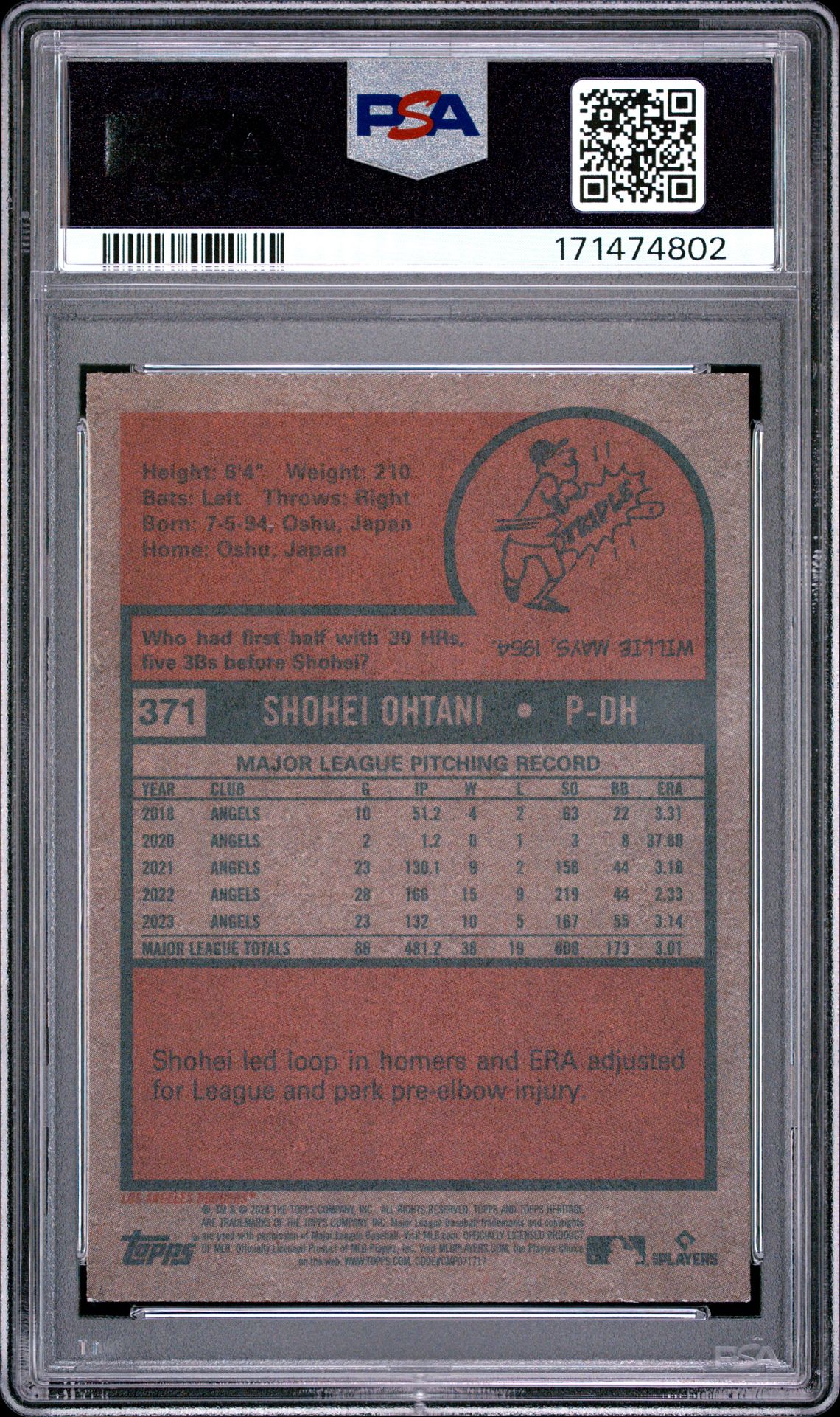 2024 Topps Heritage Shohei Ohtani #371 Nm-Mt 8 back
