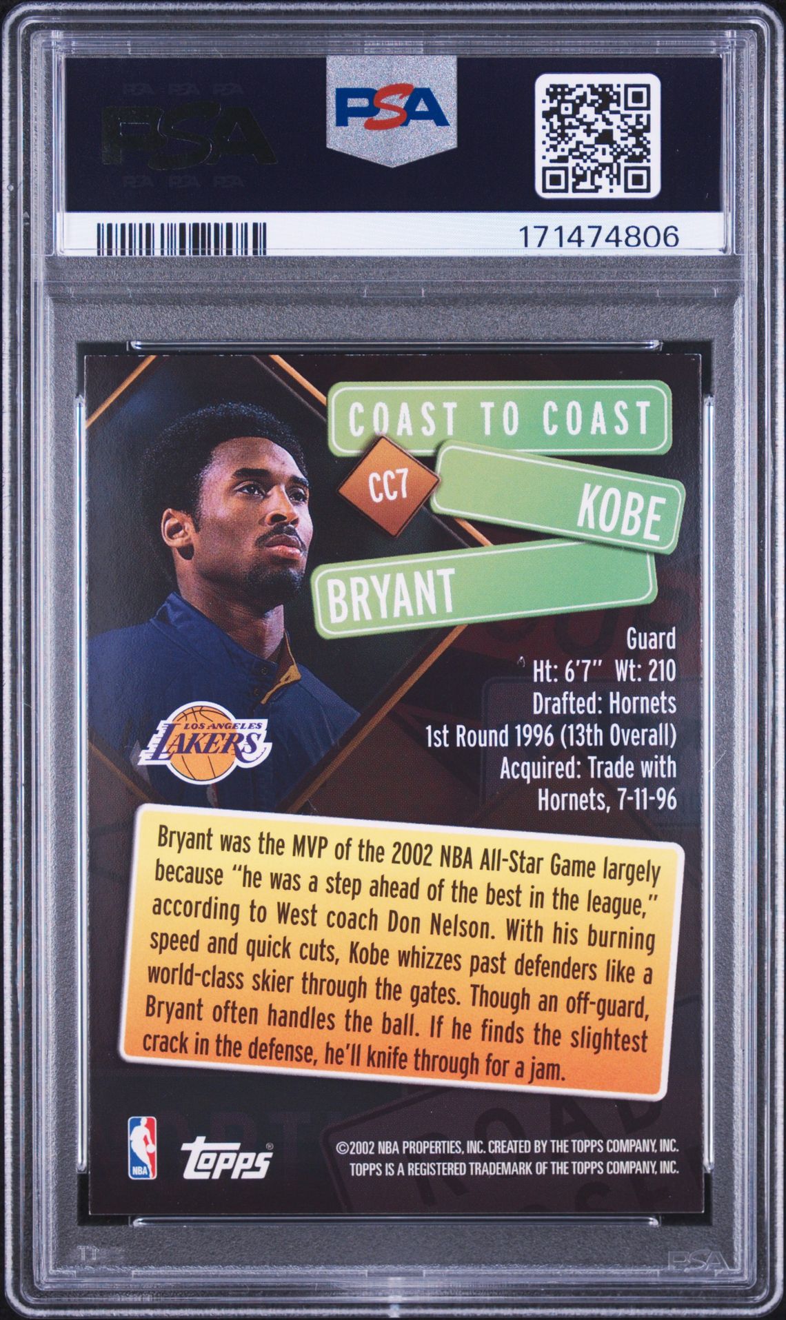 2002 Topps Coast To Coast Kobe Bryant #Cc7 (Coast To Coast) Nm 7 back