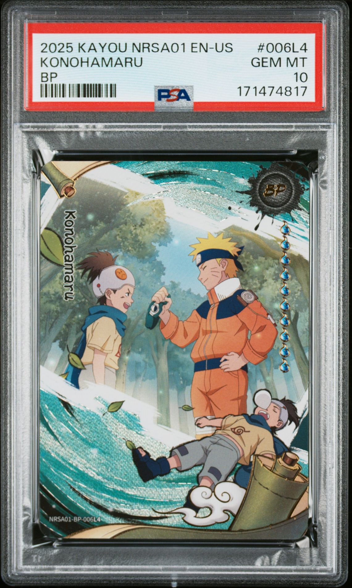 2025 Kayou Naruto Smriti Collectible Card Nrsa01-Heaven Scroll English-United States Series 1 Bp Konohamaru #006L4 Gem Mt 10 front view - PSA graded GEM MT 10