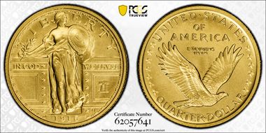 "1916" W (2026) 25C Standing Liberty Au w/ Liberty Bell 250 Privy First Strike SP70