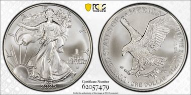 2025-(P) $1 Silver Eagle with Eagle Privy Struck at Philadelphia First Strike MS69
