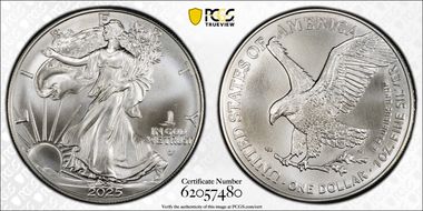 2025-(P) $1 Silver Eagle with Eagle Privy Struck at Philadelphia First Strike MS70