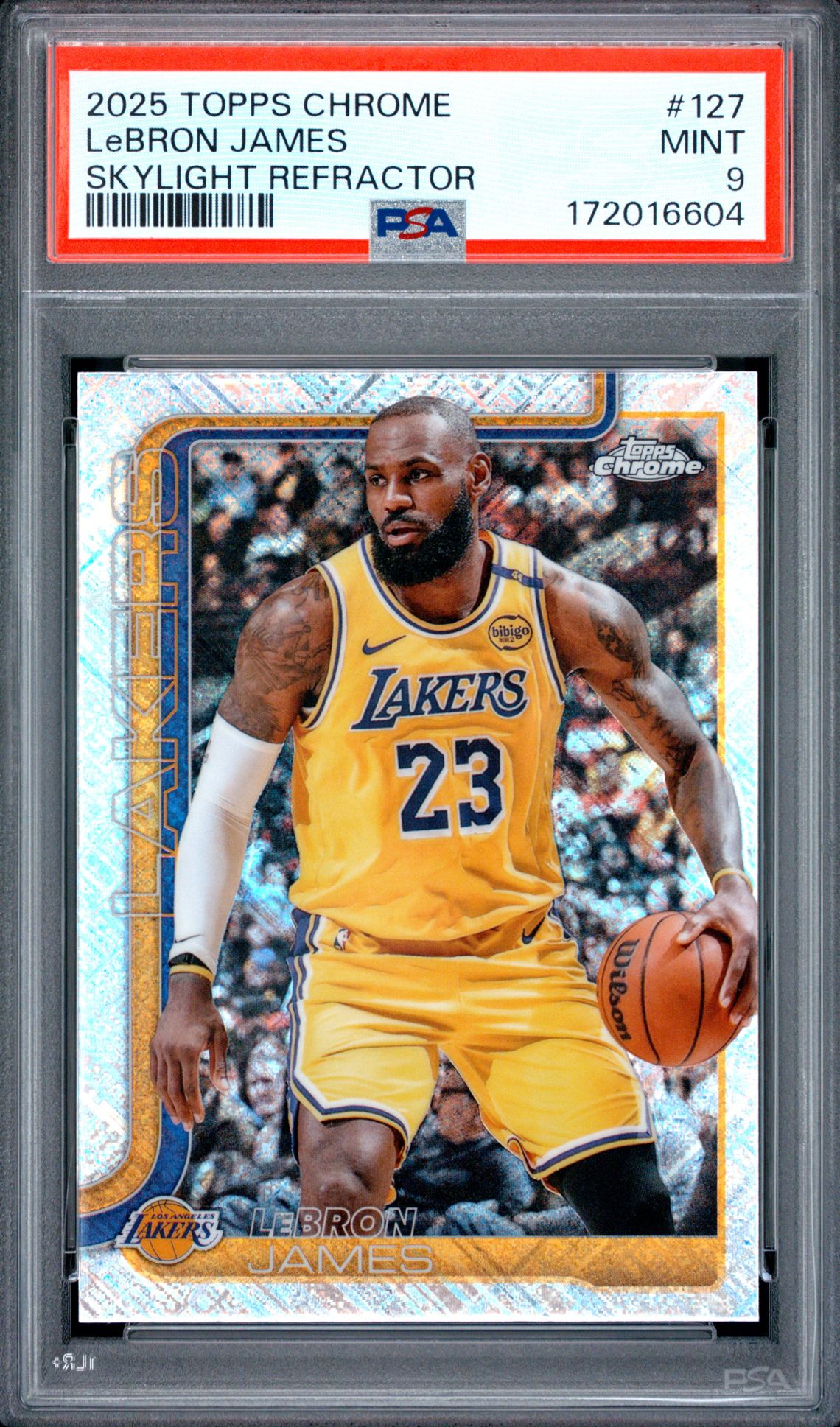 2025 Topps Chrome Lebron James #127 (Skylight Refractor) Mint 9 front