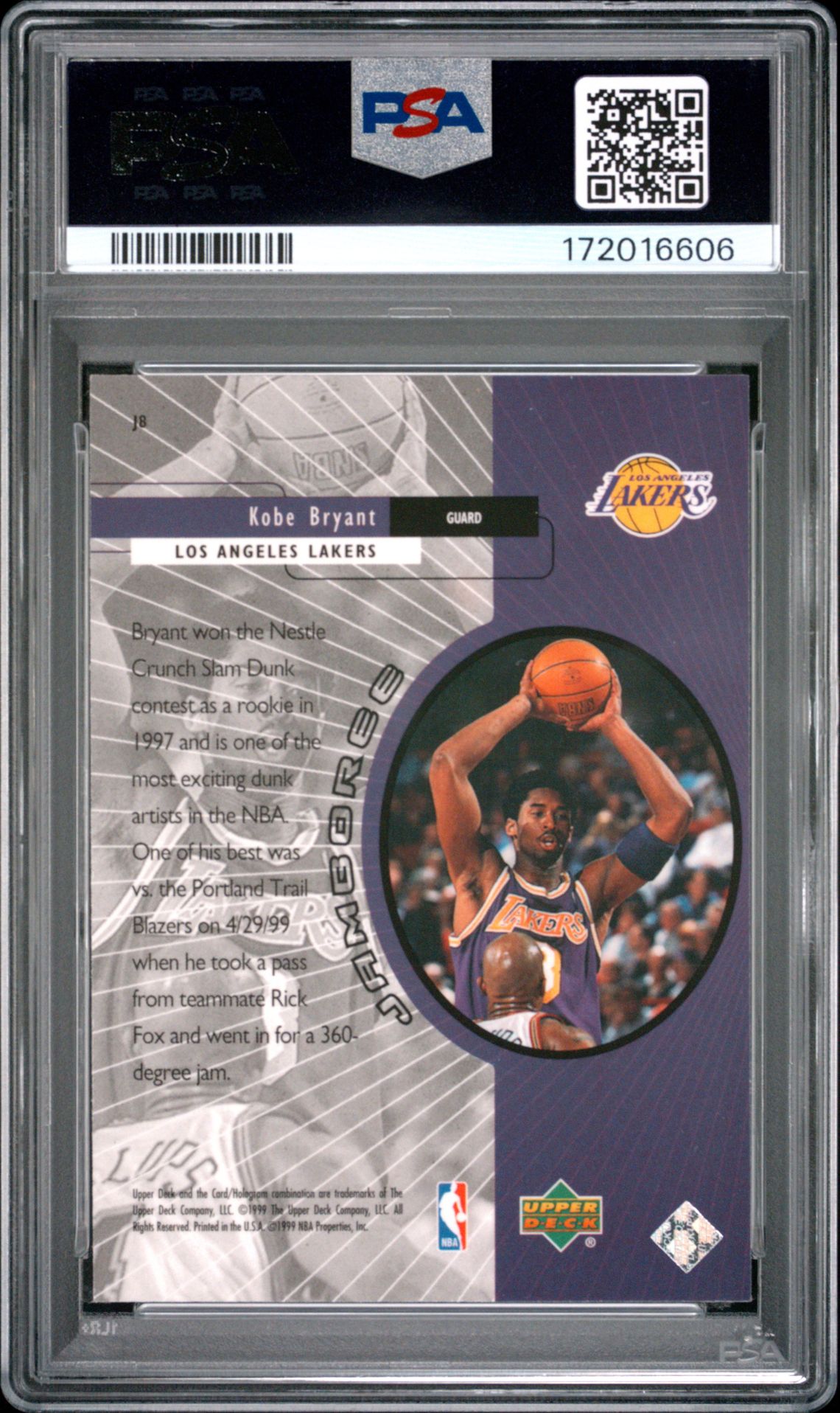 1999 Upper Deck Jamboree Kobe Bryant #J8 Mint 9 back