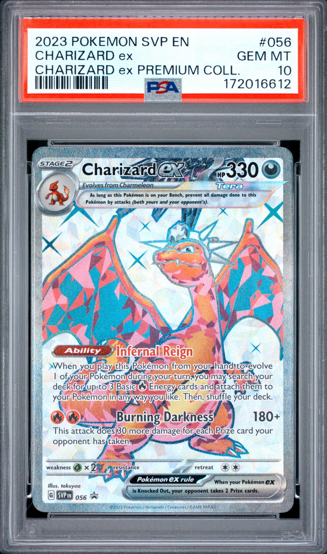 2023 Pokemon Svp En-Sv Black Star Promo Charizard Ex #056 (Charizard Ex Premium Coll.) Gem Mt 10 front view - PSA graded GEM MT 10
