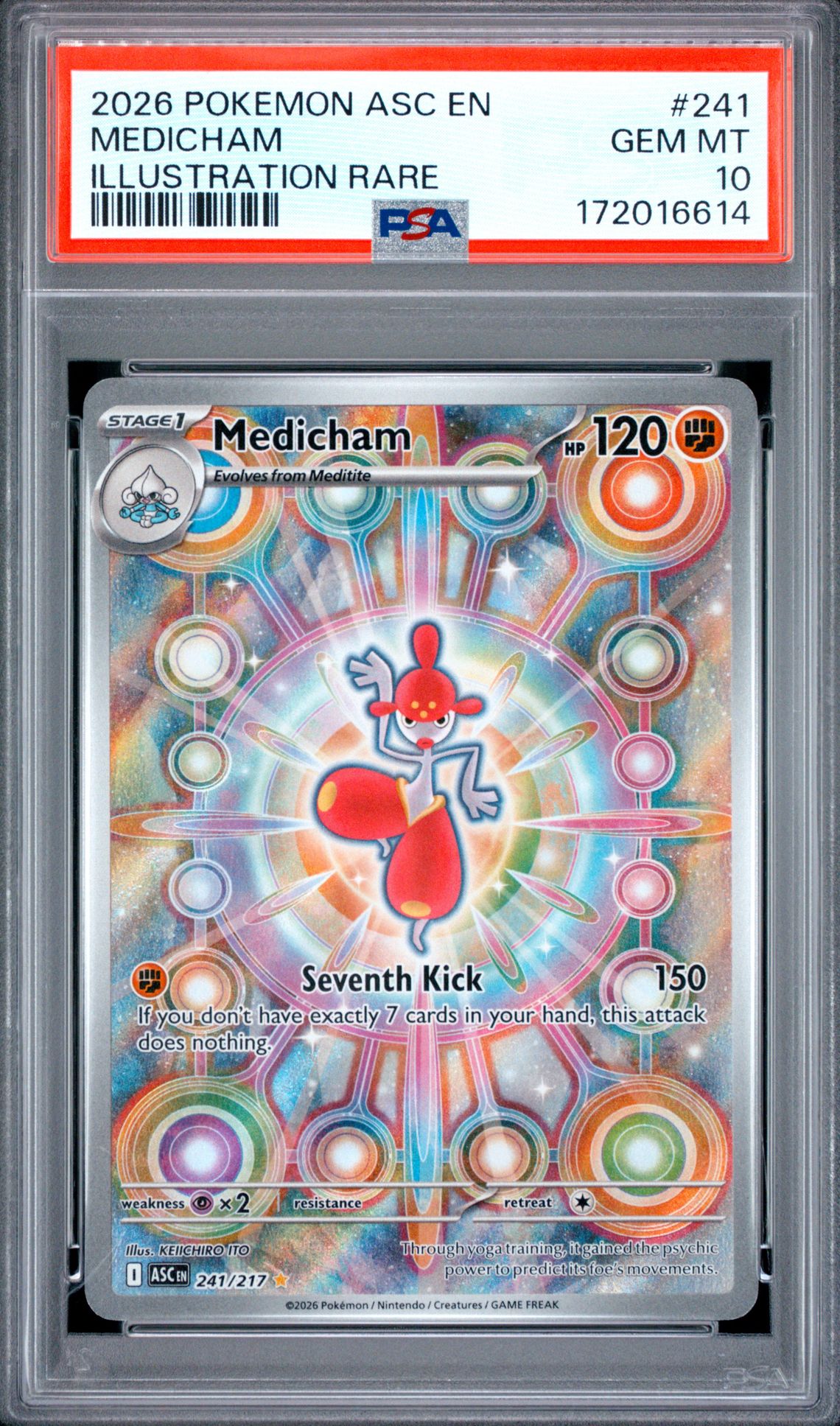 2026 Pokemon Asc En-Ascended Heroes Medicham #241 (Illustration Rare) Gem Mt 10 front view - PSA graded GEM MT 10