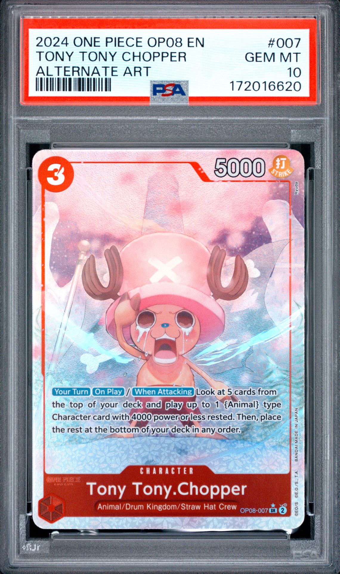2024 ONE PIECE OP08-TWO LEGENDS TONY TONY CHOPPER ALTERNATE ART 007 GEM MT 10 front