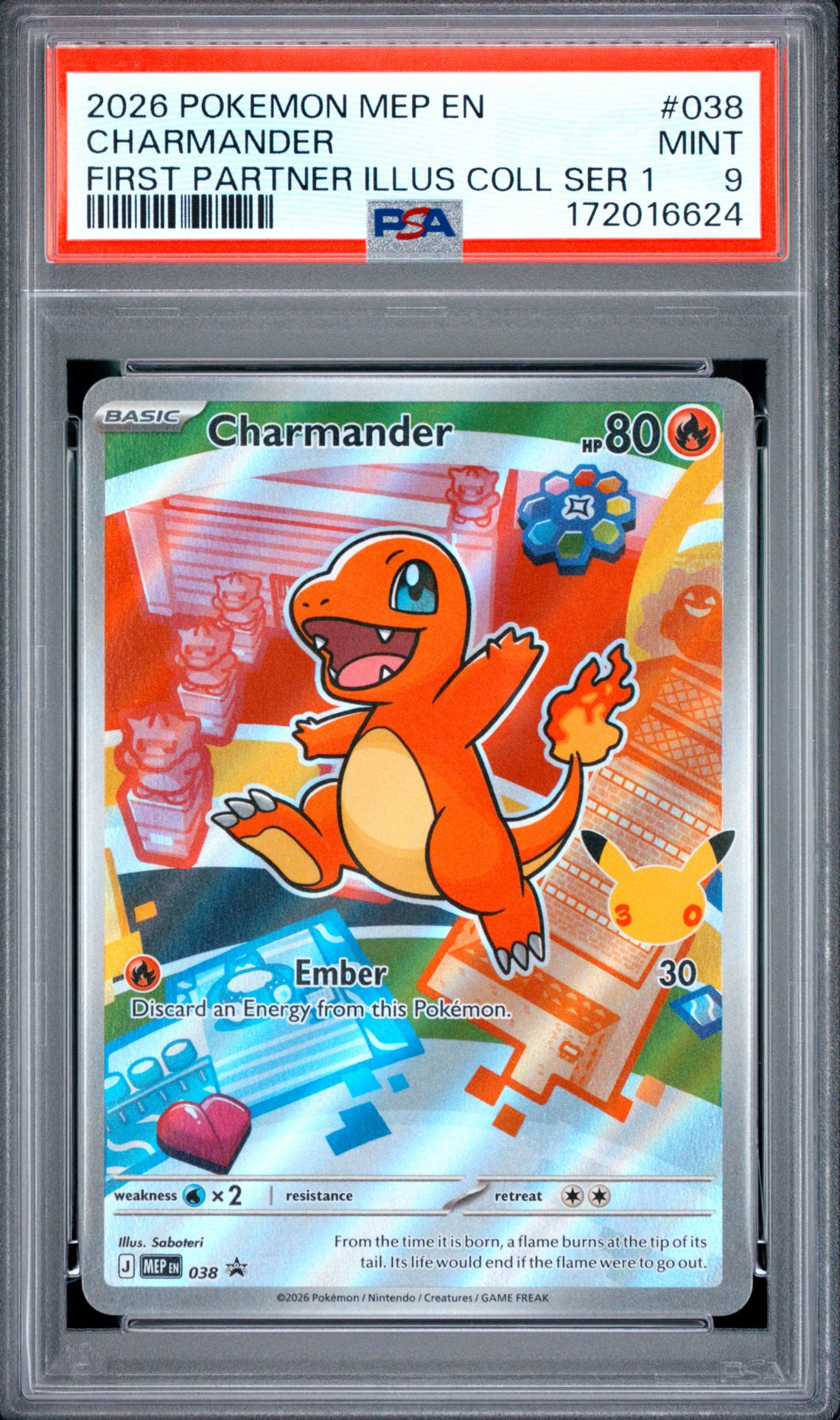2026 Pokemon Mep En-Me Black Star Promo Charmander #038 (First Partner Illus Coll Ser 1) Mint 9 front